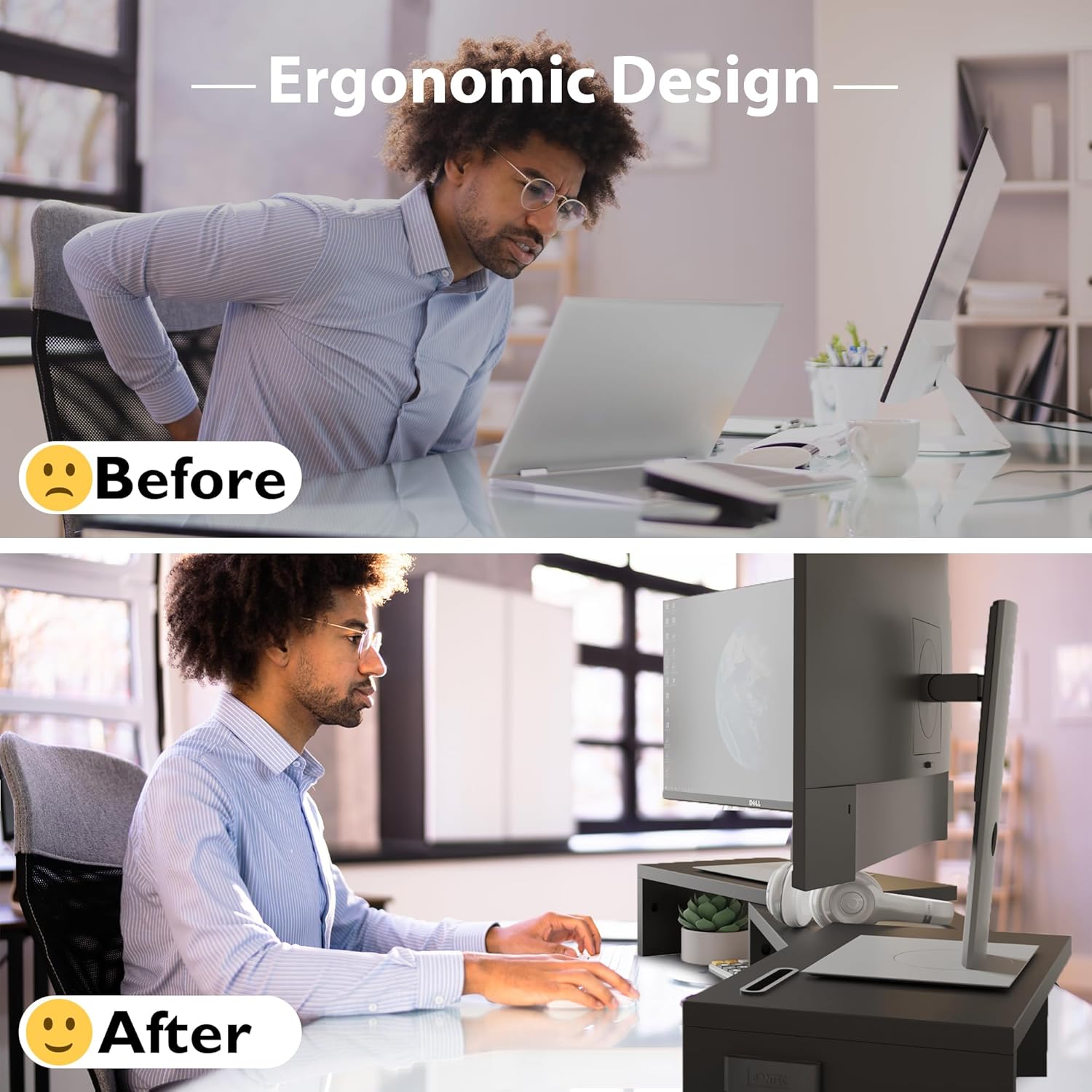 Adjustable Dual Monitor Stand & Desk Organizer