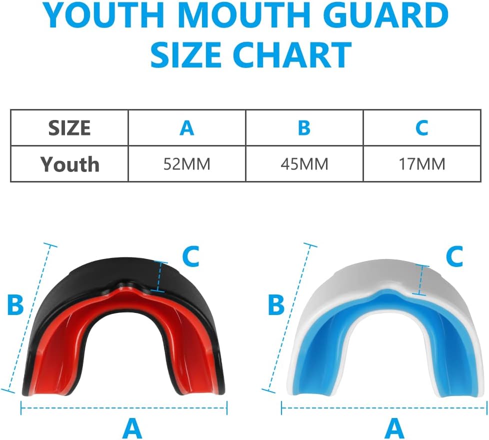 Flintronic 2-Piece Sports Mouthguard Set (Children & Youth) Black Red + White Blue)
