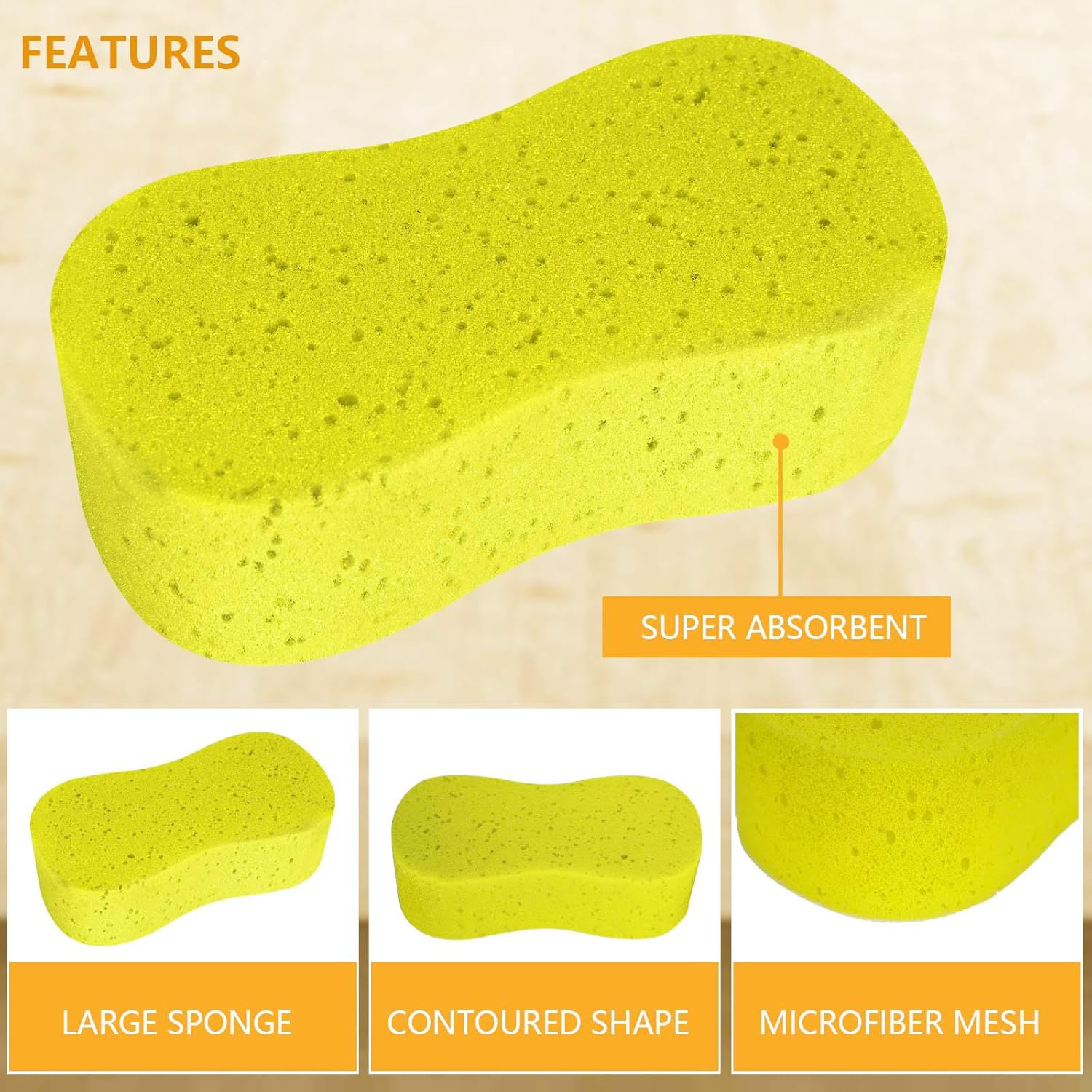Jumbo Car Sponge 2-Pack: Professional Anti-Scratch Cleaning