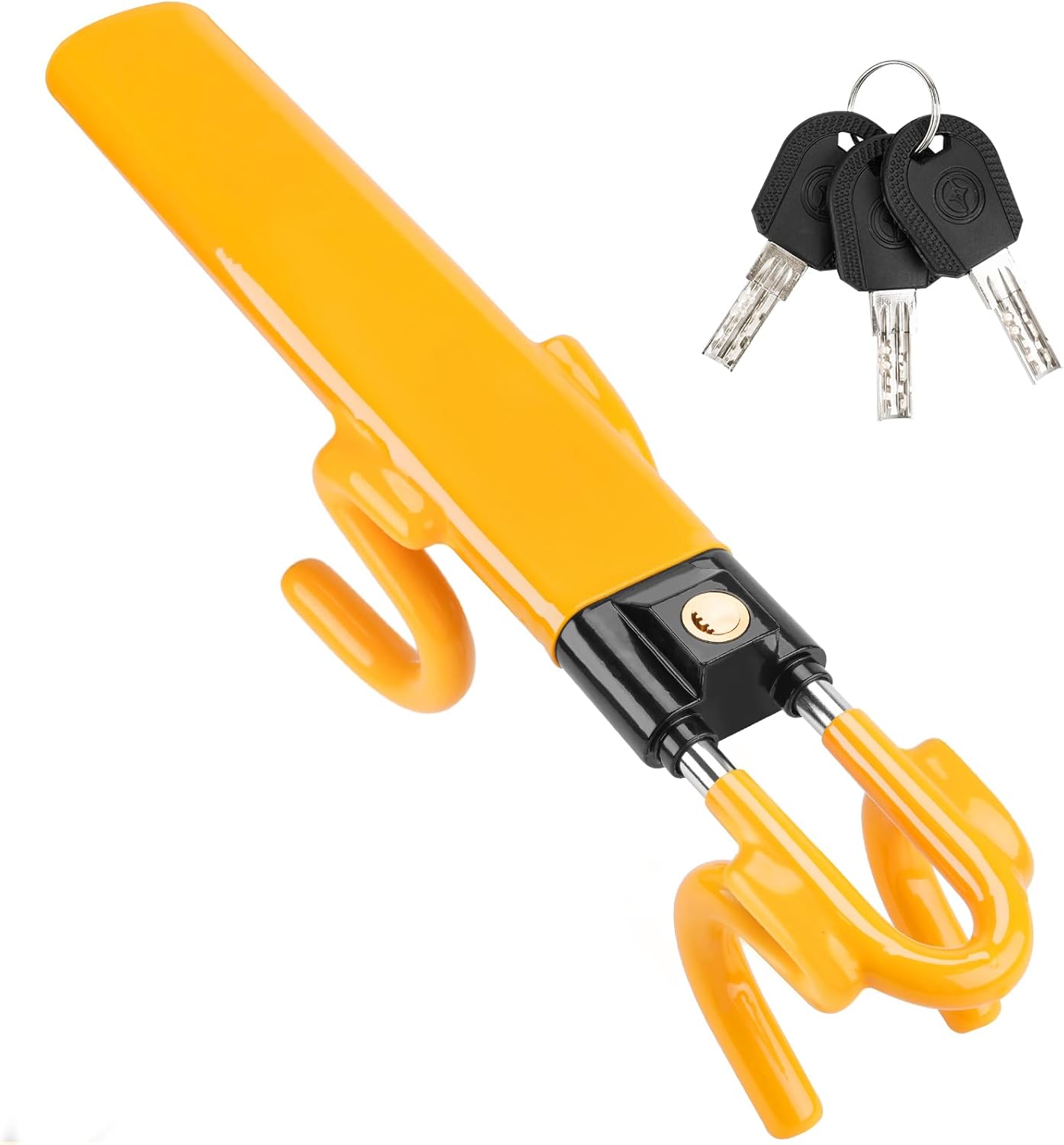 High-Visibility Twin Bar Steering Wheel Lock Length,3 Keys(Yellow)