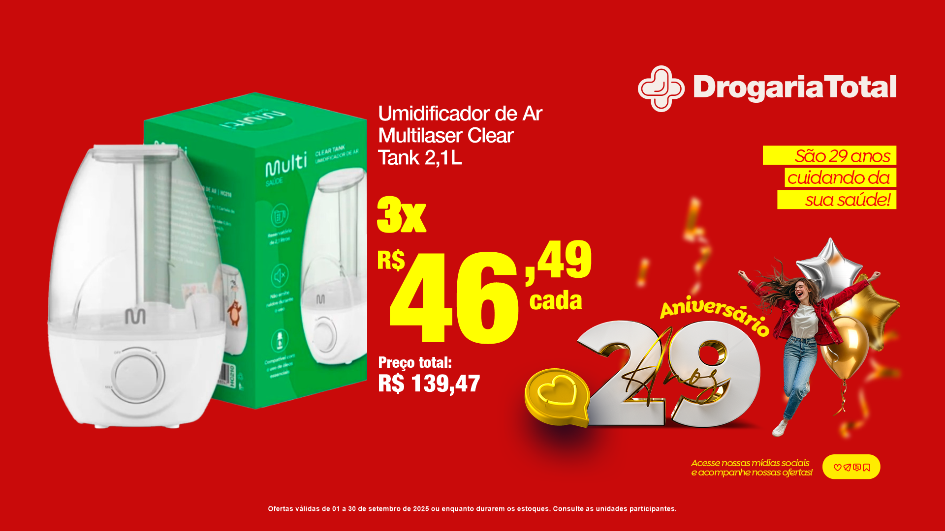 Umidificador de Ar Multilaser Clear Tank 2,1L Drogaria Total Eloy Chaves Jundiaí