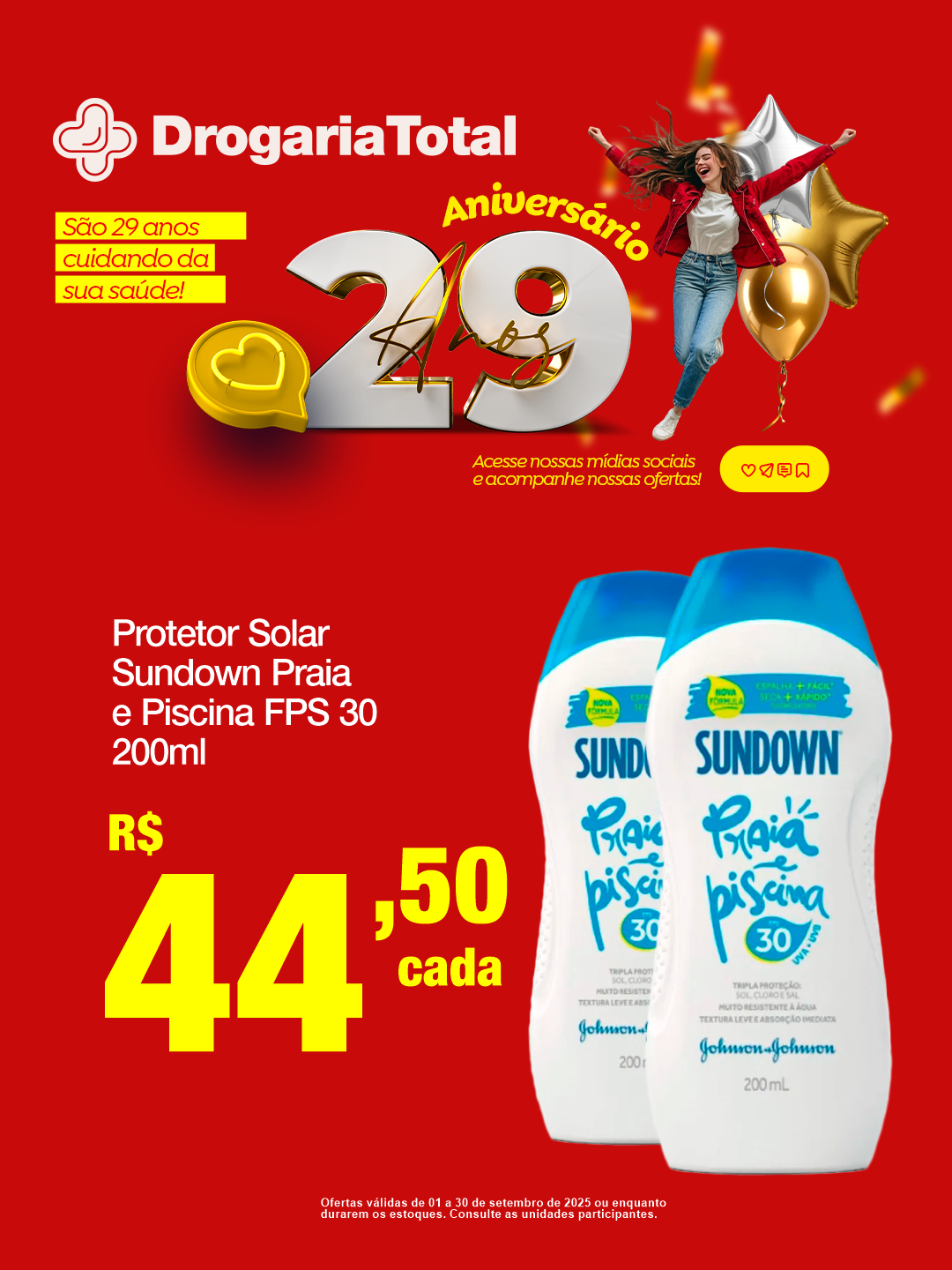 Protetor Solar Sundown Praia e Piscina FPS 30 200ml é na Drogaria Total Eloy Chaves em Jundiaí