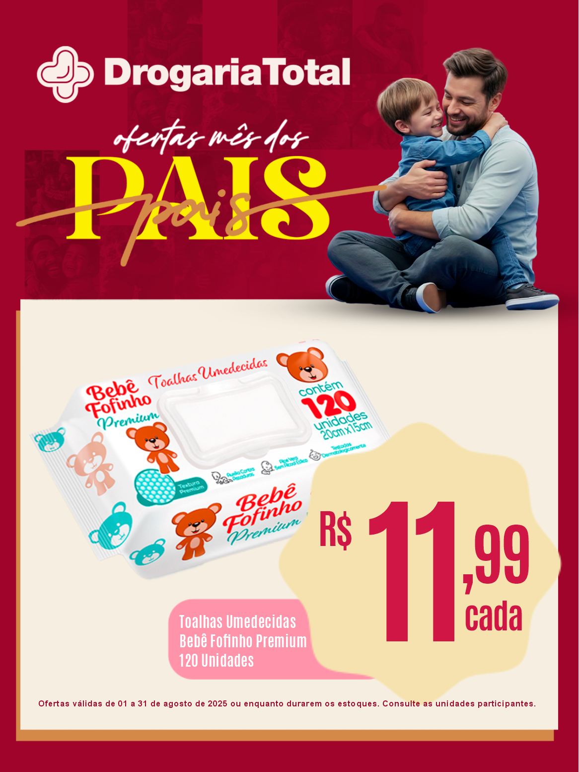 Toalhas Umedecidas Bebê Fofinho Premium 120 Unidades