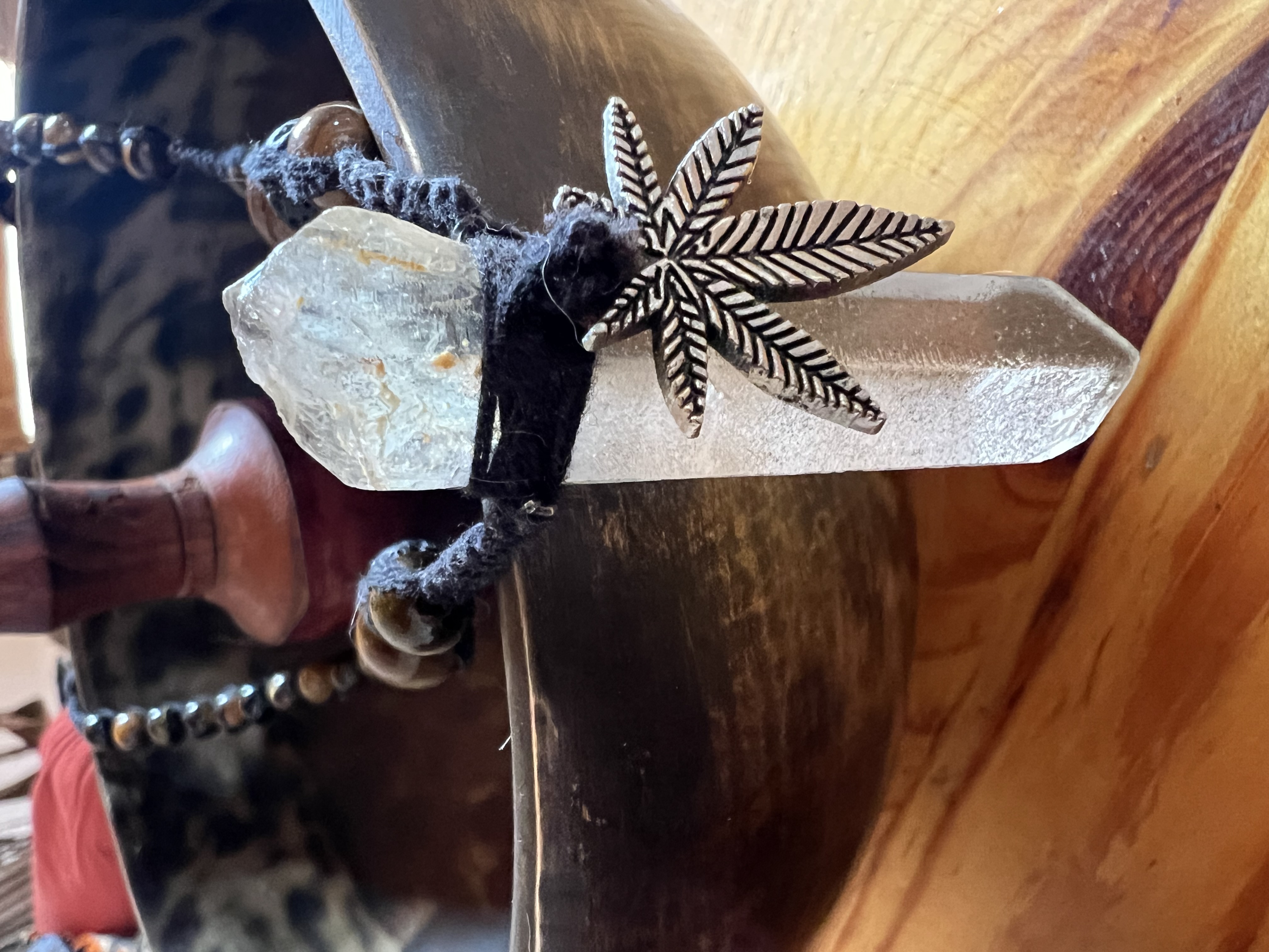 Handmade crystal herbalist cannabis necklace 