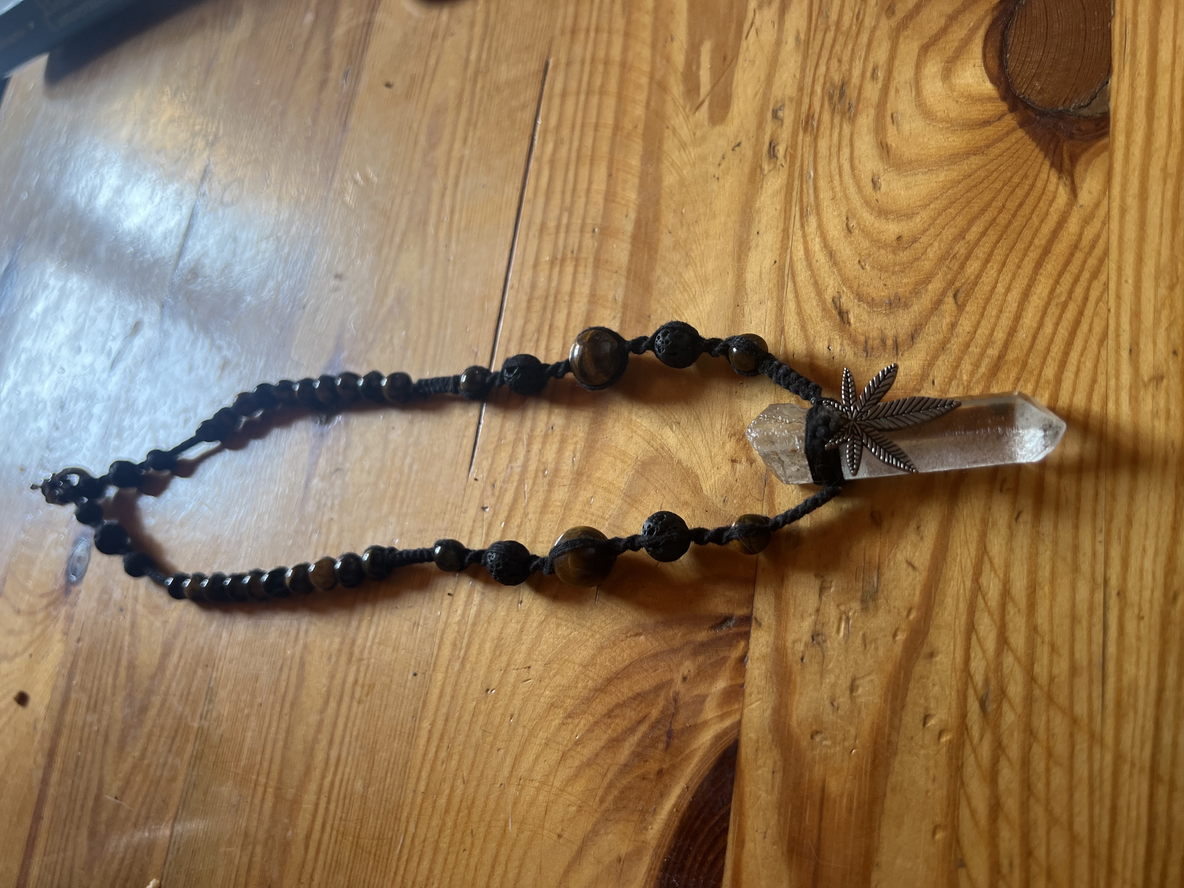 Handmade crystal herbalist cannabis necklace 