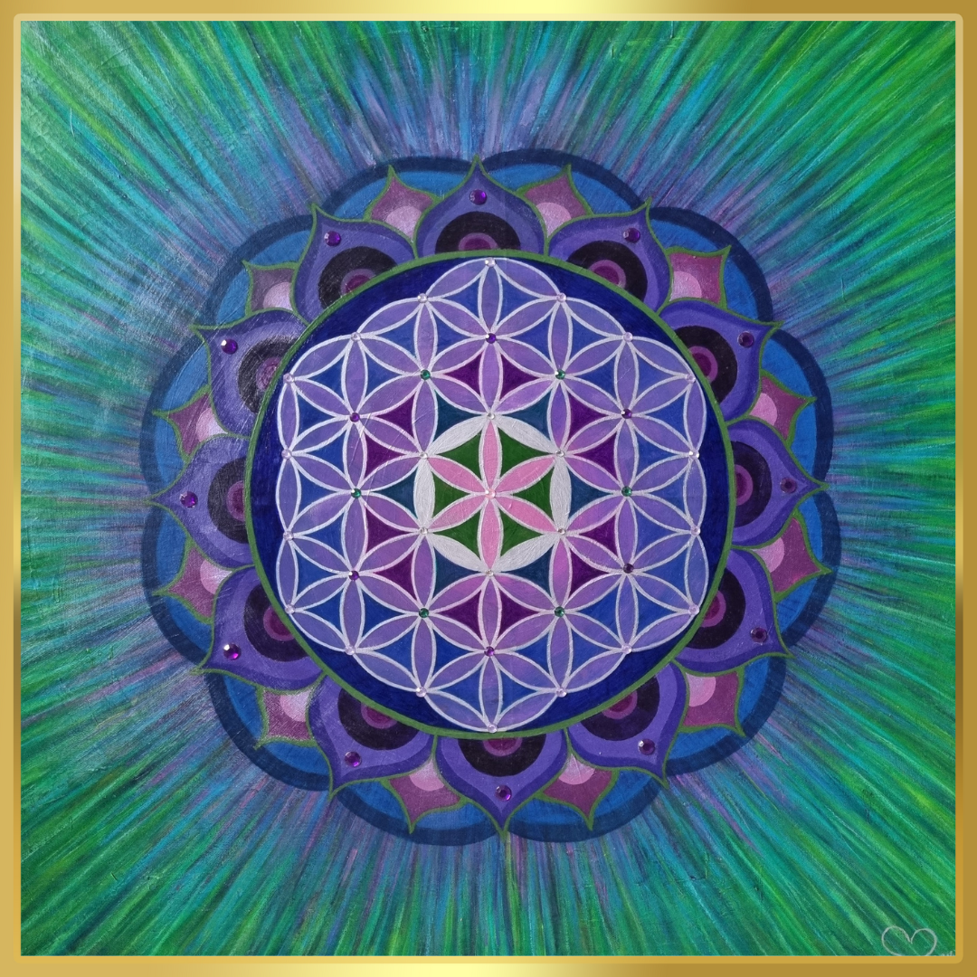Blume des Lebens - Symbol der kosmischen Ordnung in Lila
