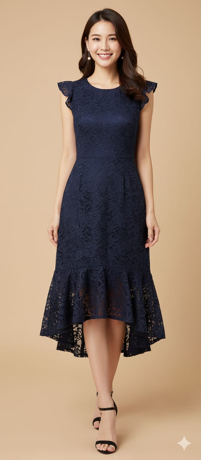 Vestido azul de encaje