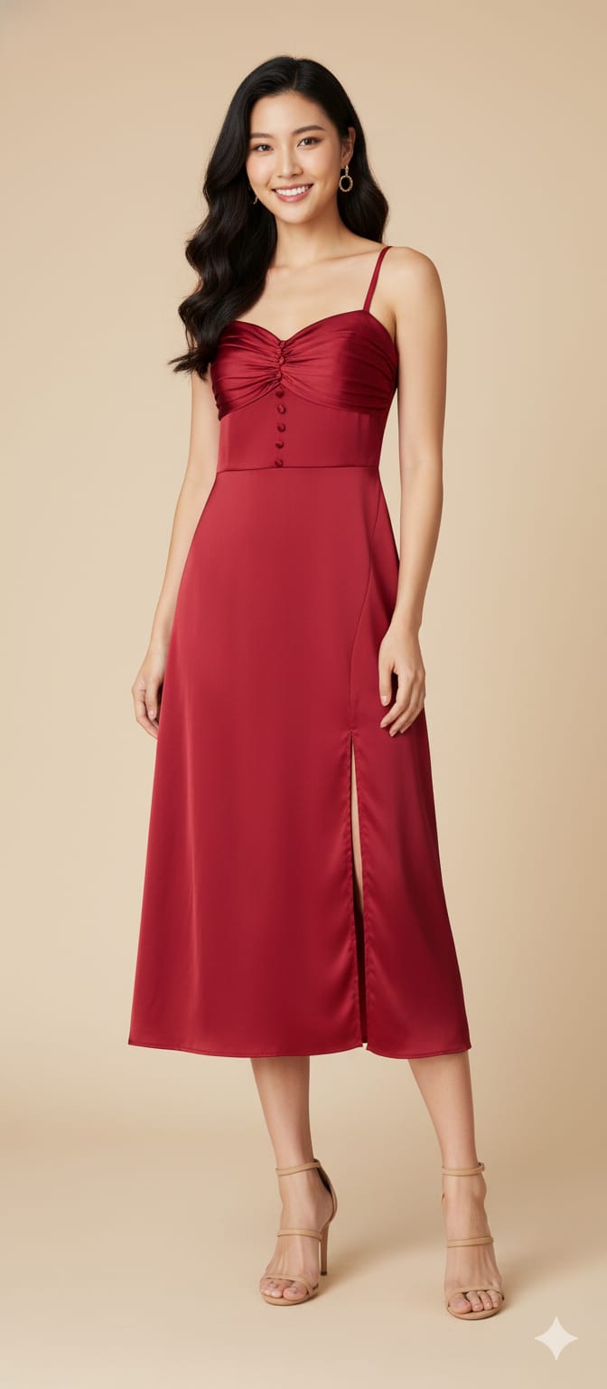 Vestido midi rojo elegante