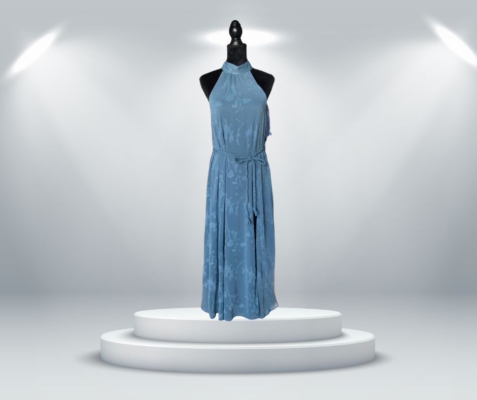Vestido Dusty Blue estampado elegante