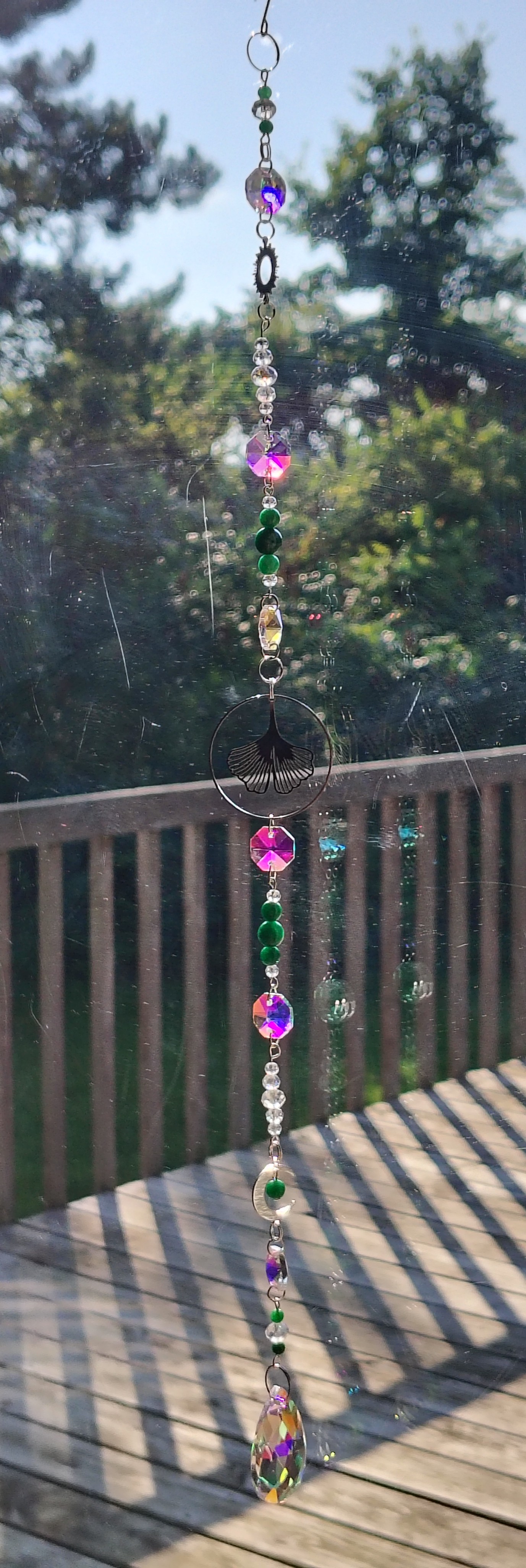 Jade Ginkgo Leaf Suncatcher 