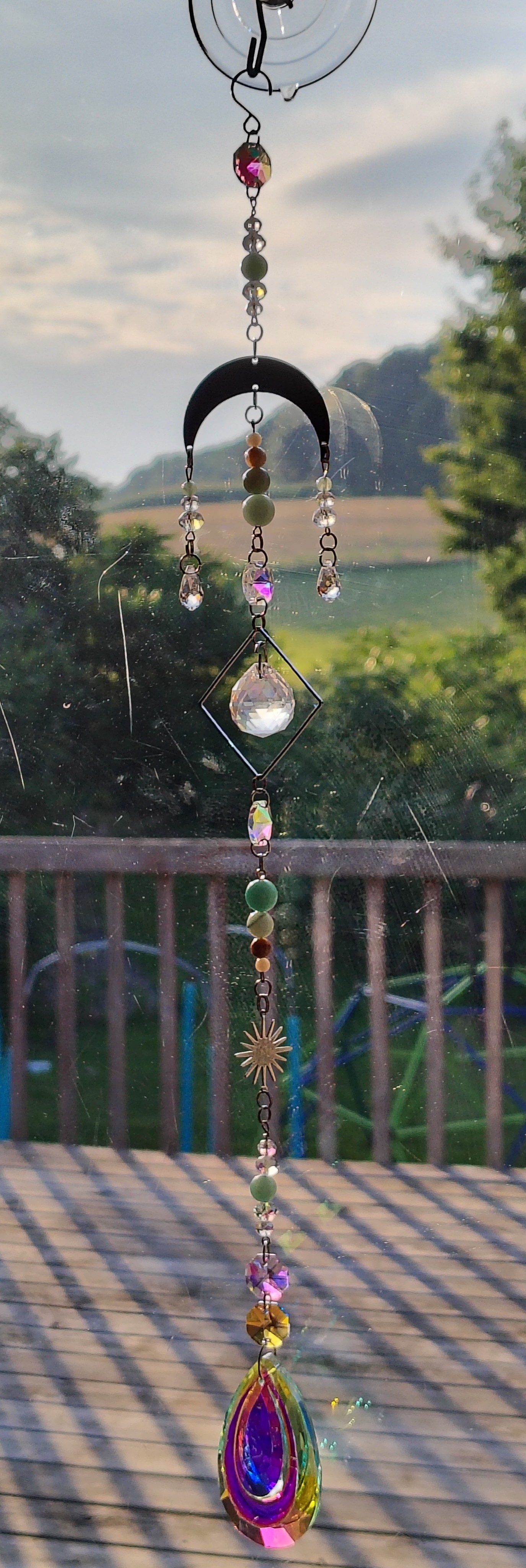 XL Amazonite Moon & Stars Suncatcher 
