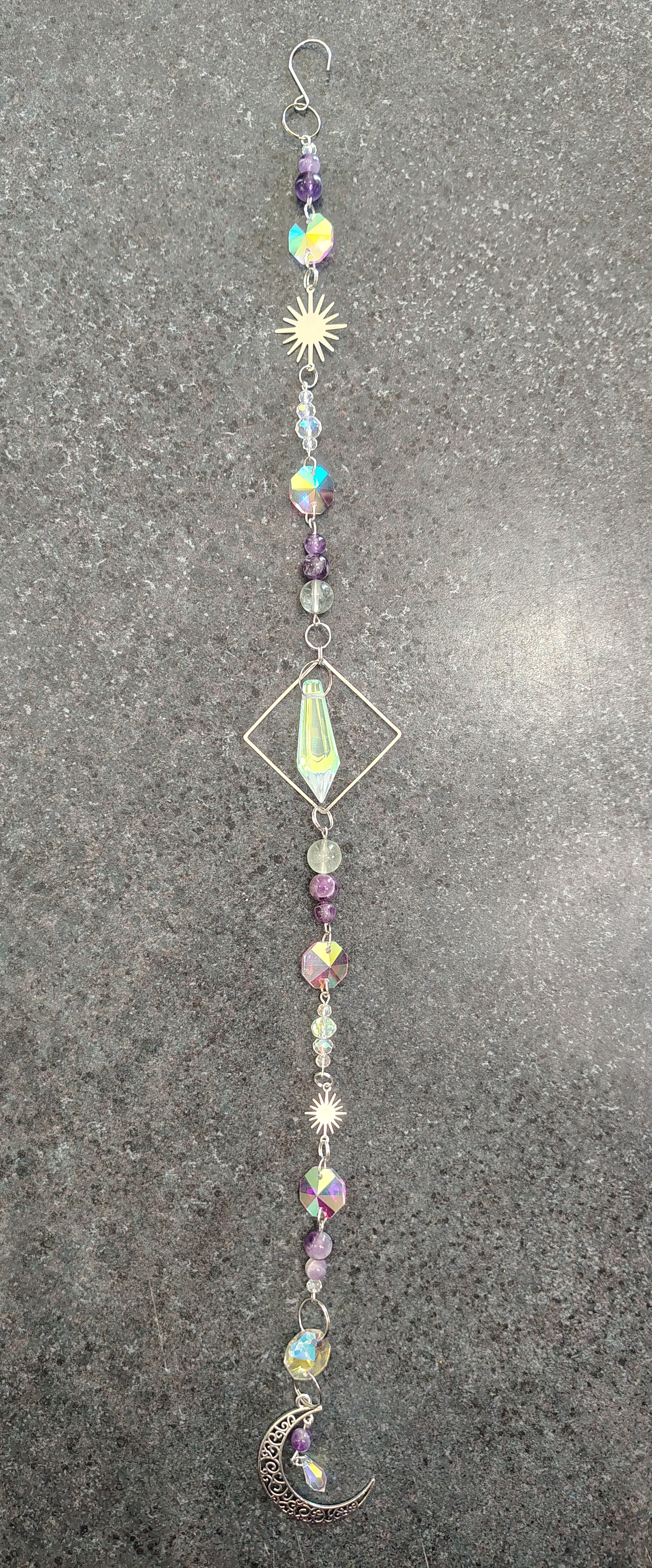 Amethyst Moon & Stars Suncatcher 
