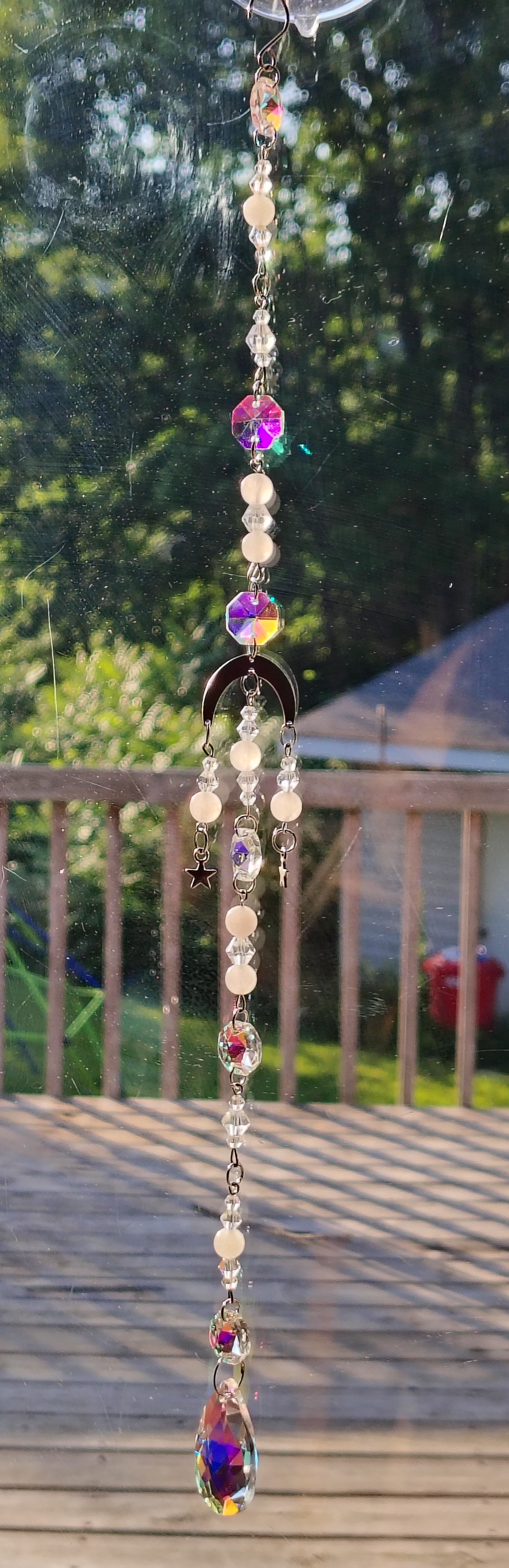 Rose Quartz Moon Suncatcher 