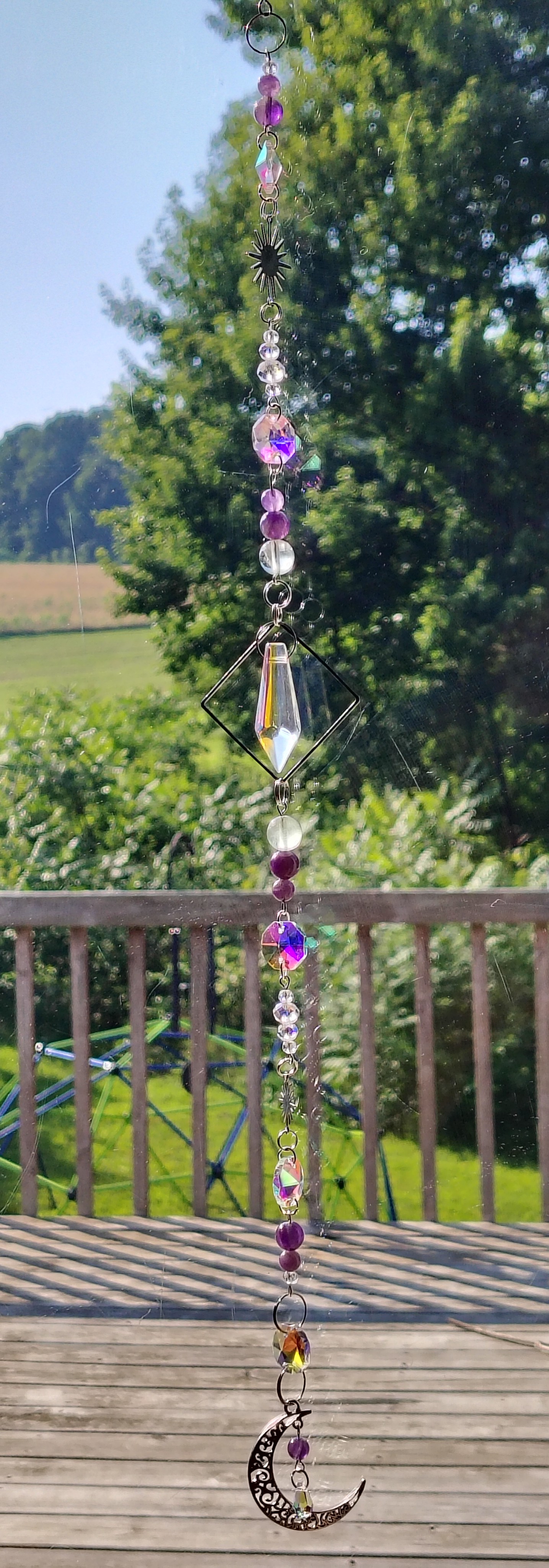 Amethyst Moon & Stars Suncatcher 