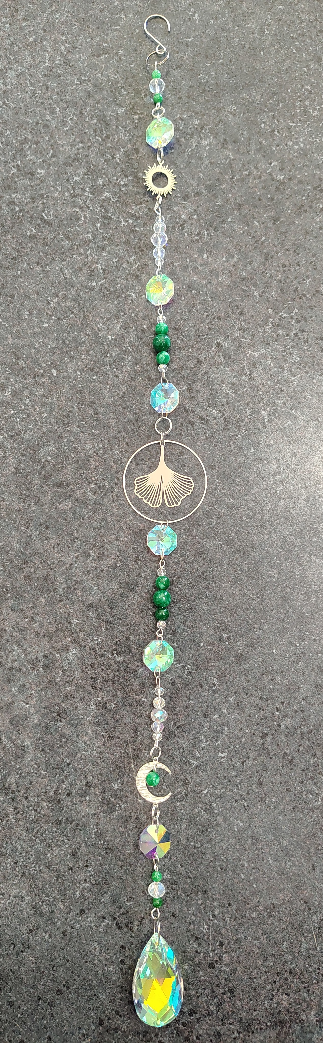 Jade Ginkgo Leaf Suncatcher 