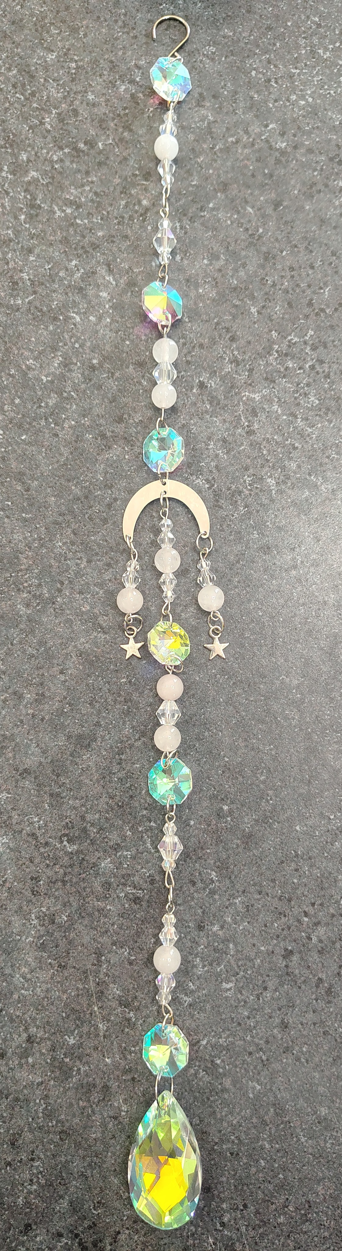 Rose Quartz Moon Suncatcher