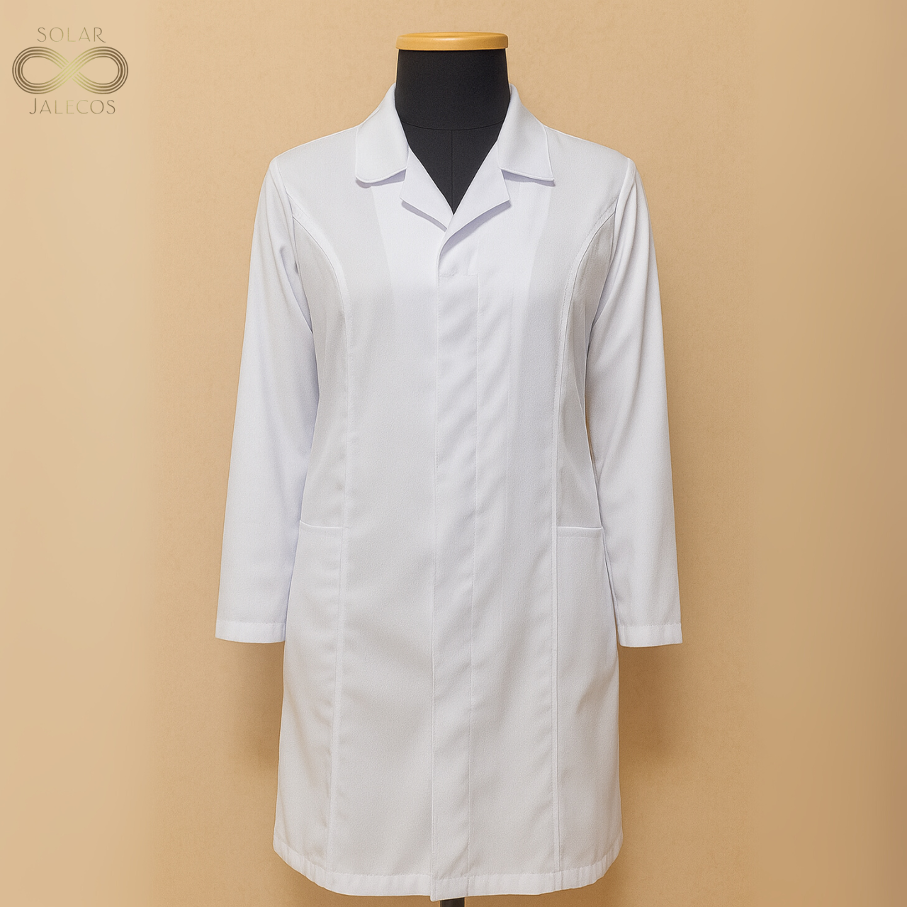 Jaleco Tradicional branco feminino - Botões Ocultos