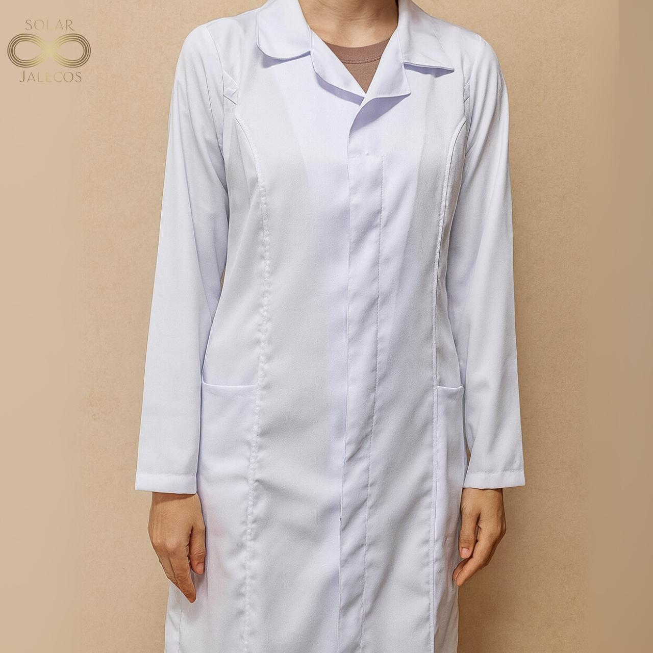 Jaleco Tradicional branco feminino - Botões Ocultos
