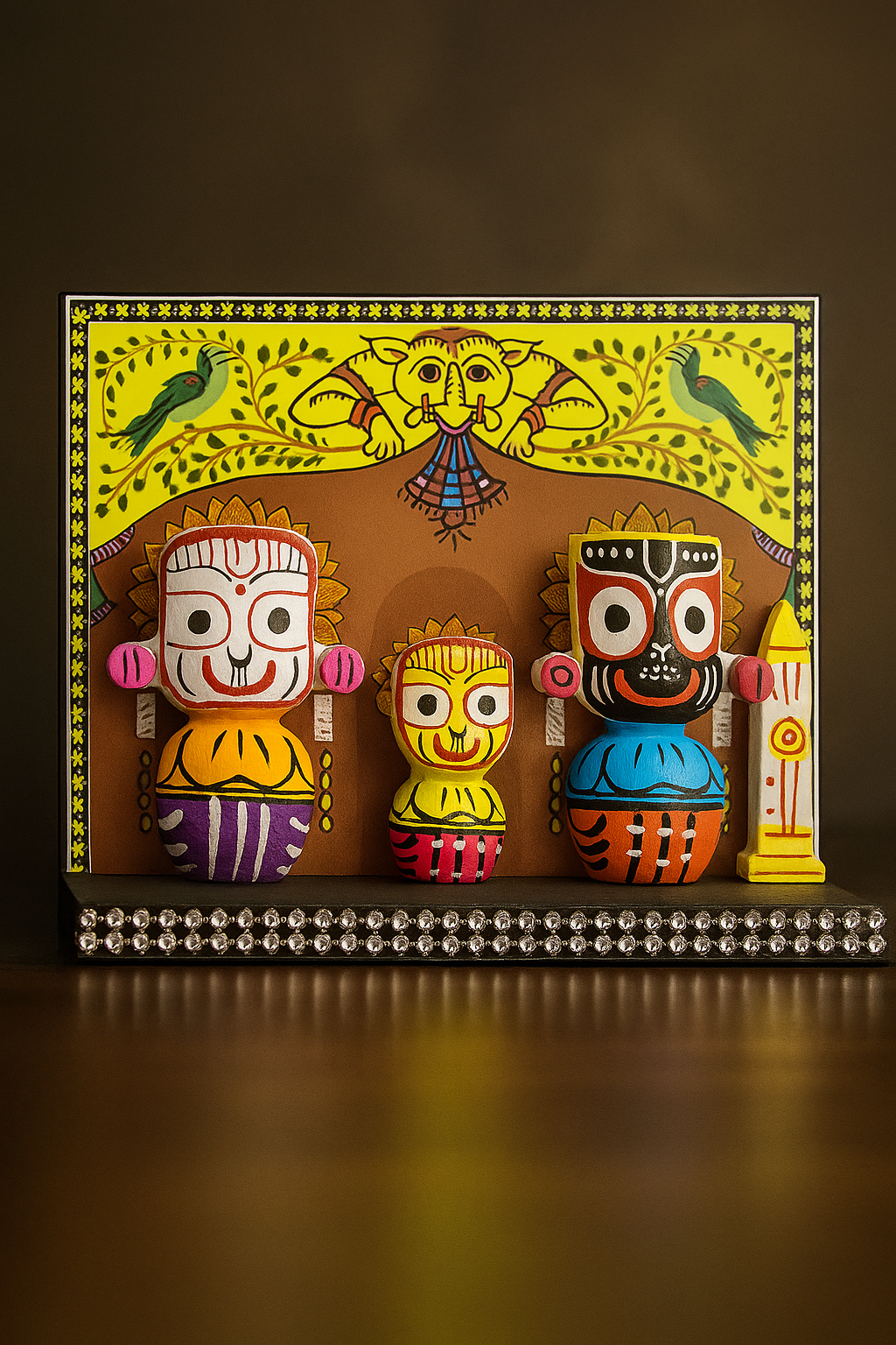 "Vibrant & Handcrafted Lord Jagannath, Balabhadra & Subhadra Idol Set – Multicolour"