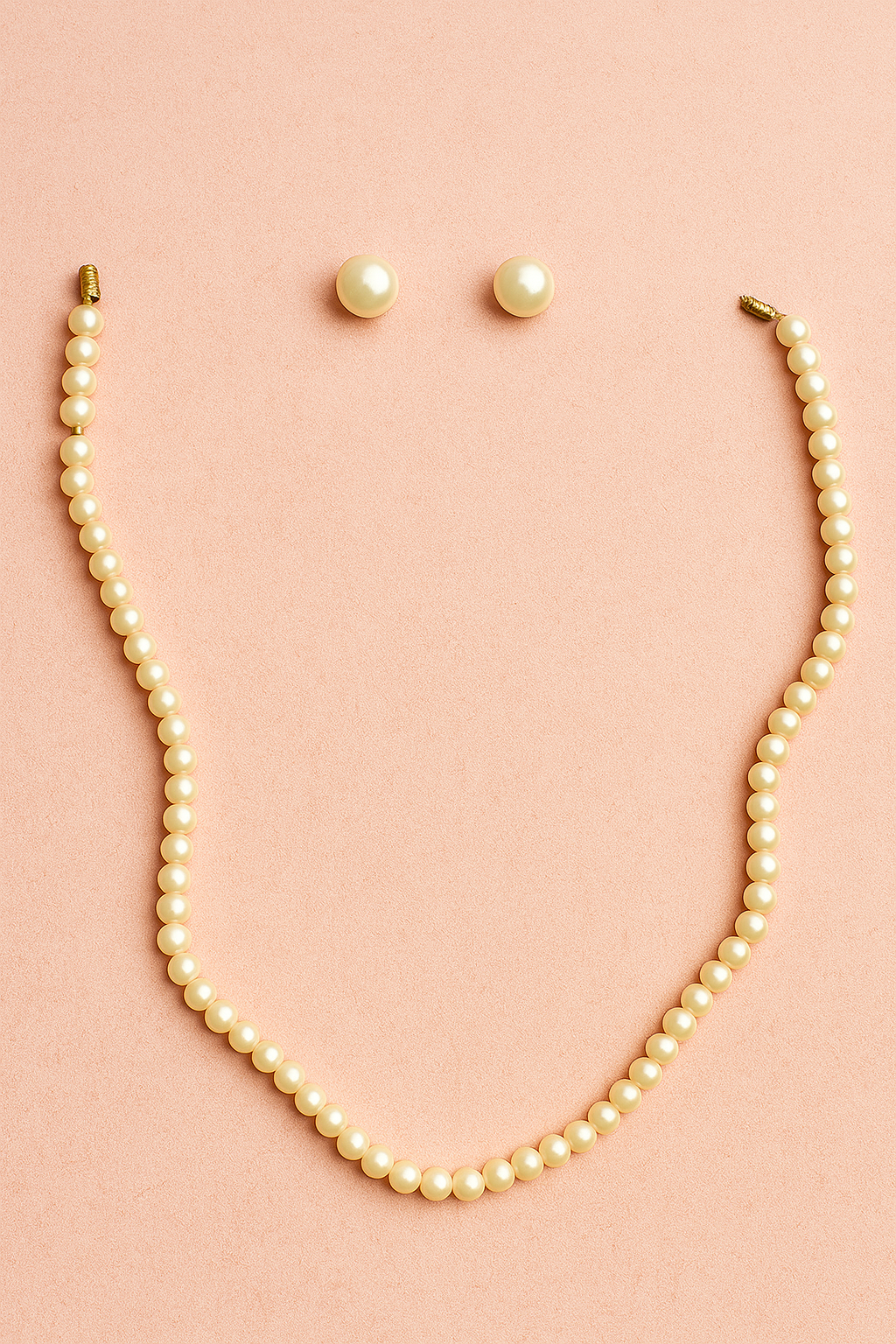 "Elegant Faux Pearl Beaded Necklace Set with Matching Stud Earrings for Women & Girls"