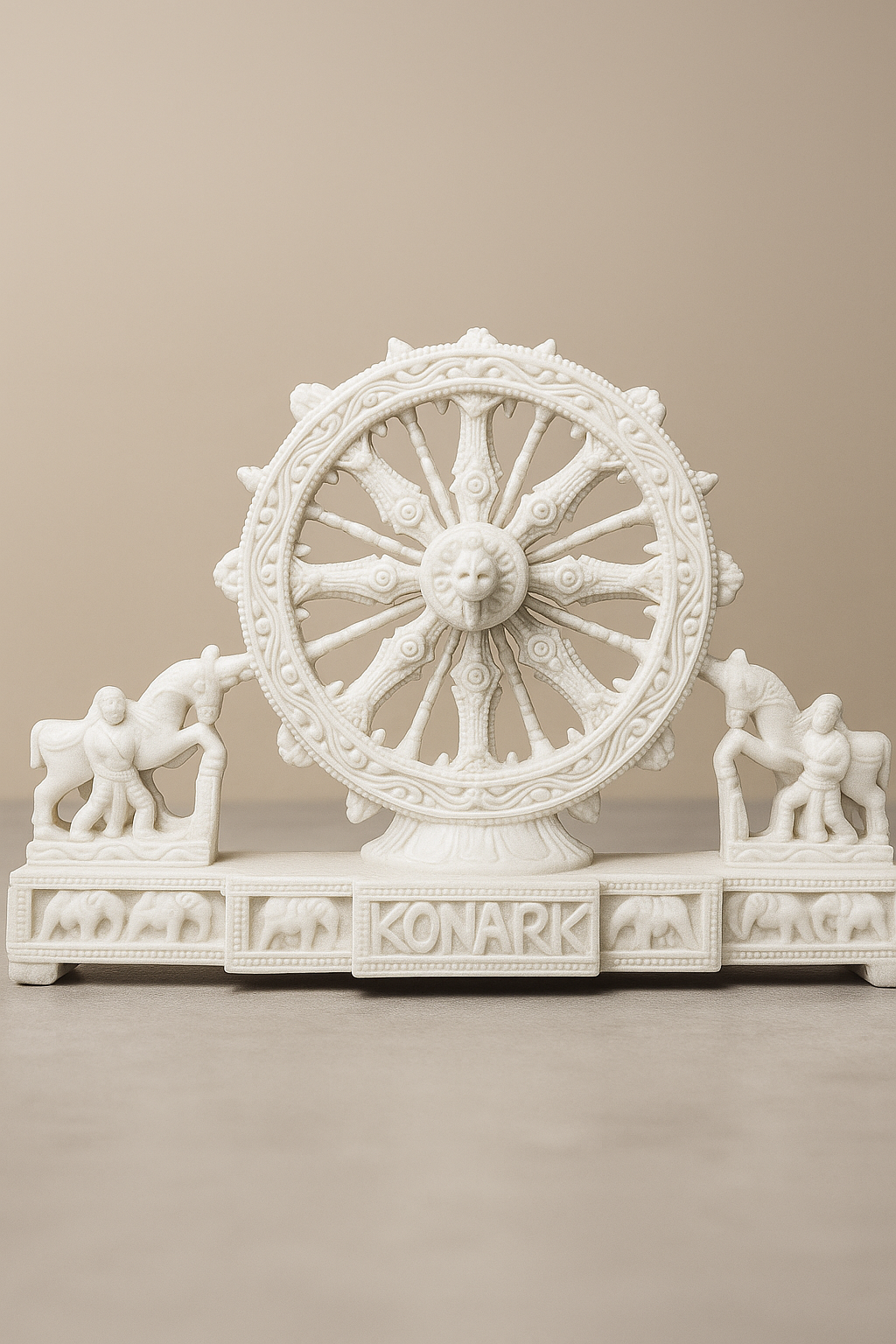 Handcrafted Konark Sun Temple Wheel Showpiece – Marble Dust Finish(Large)