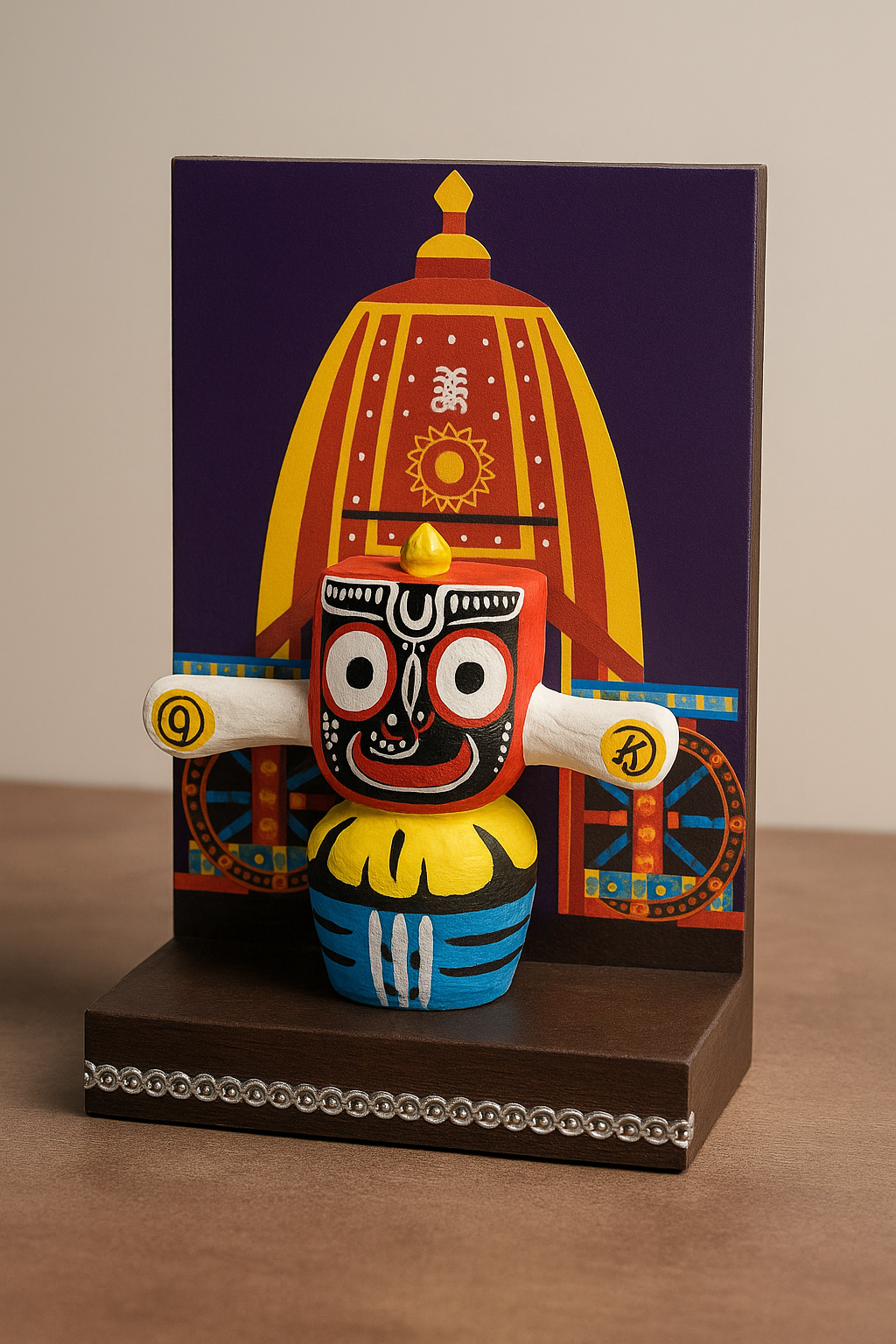 "Traditional Jagannath Wall Art – Intricately Designed with Temple Backdrop | Spiritual Decor for Home & Office"