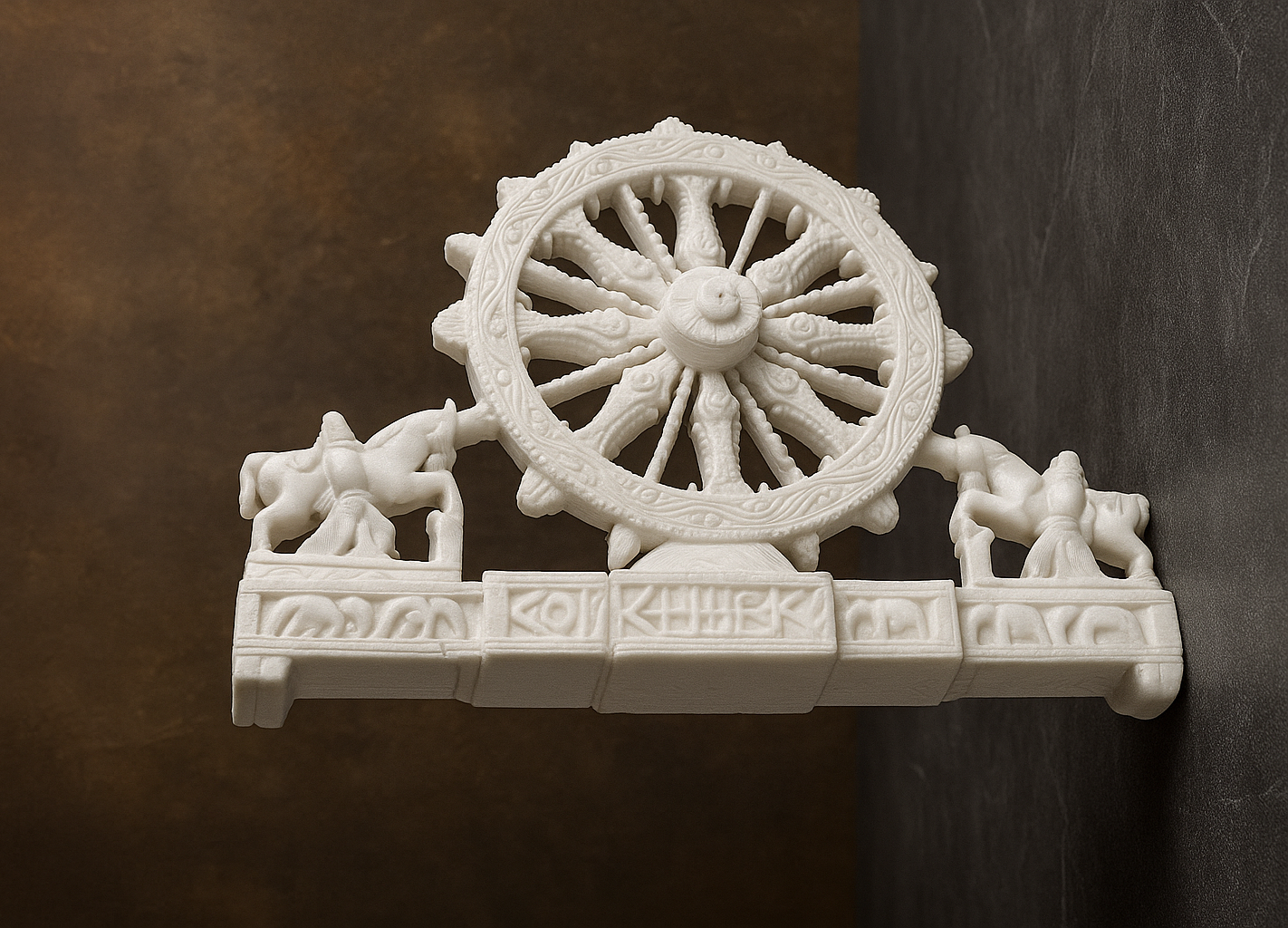 Handcrafted Konark Sun Temple Wheel Showpiece – Marble Dust Finish(Large)