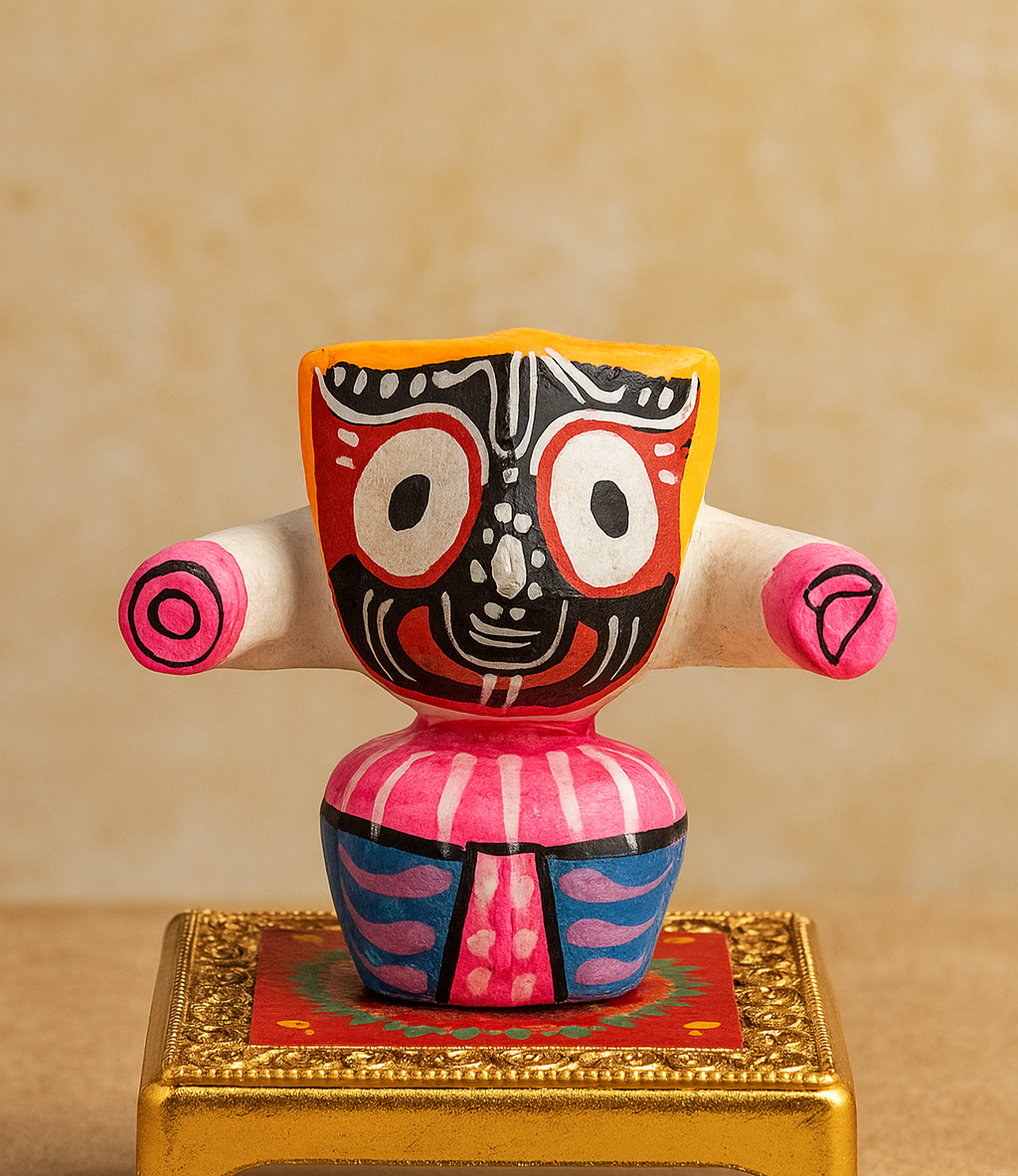 Traditional Painted Jagannath idol with decorative base