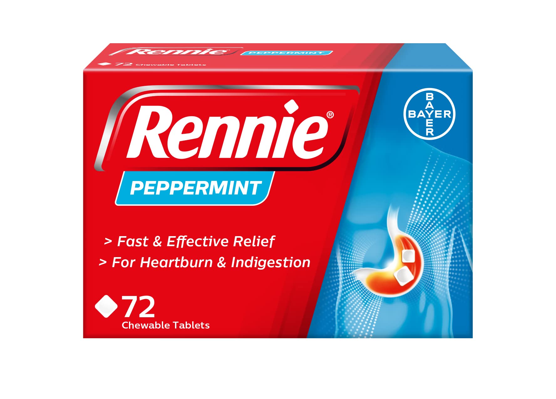 Rennie Peppermint Chewable Tablets 72-Tablet