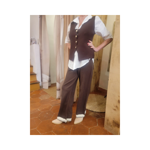 Ensemble élégante marron et blanc