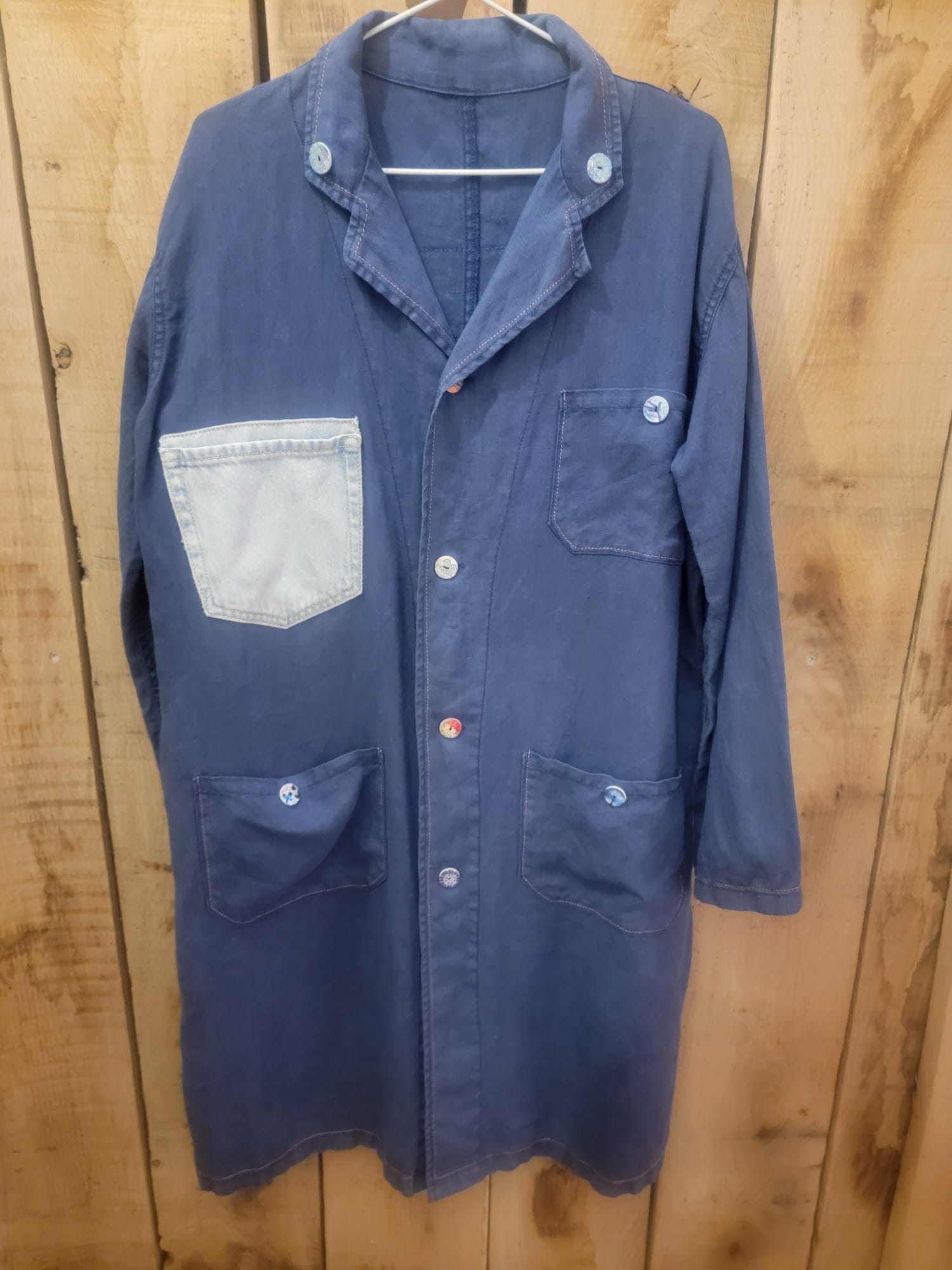 Manteau bleu vintage personnalisé