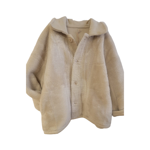 Veste en fausse fourrure beige reversible