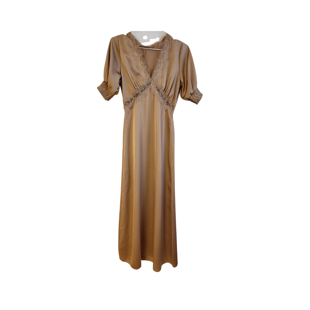 Robe longue beige marron