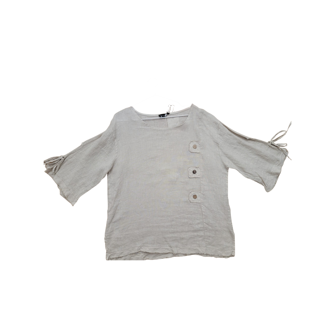 Tee shirt demi manche lin gris