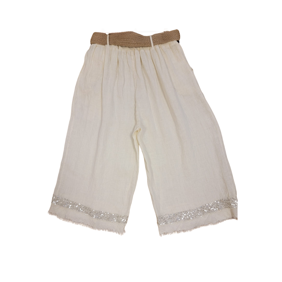 Pantalon large blanc en lin