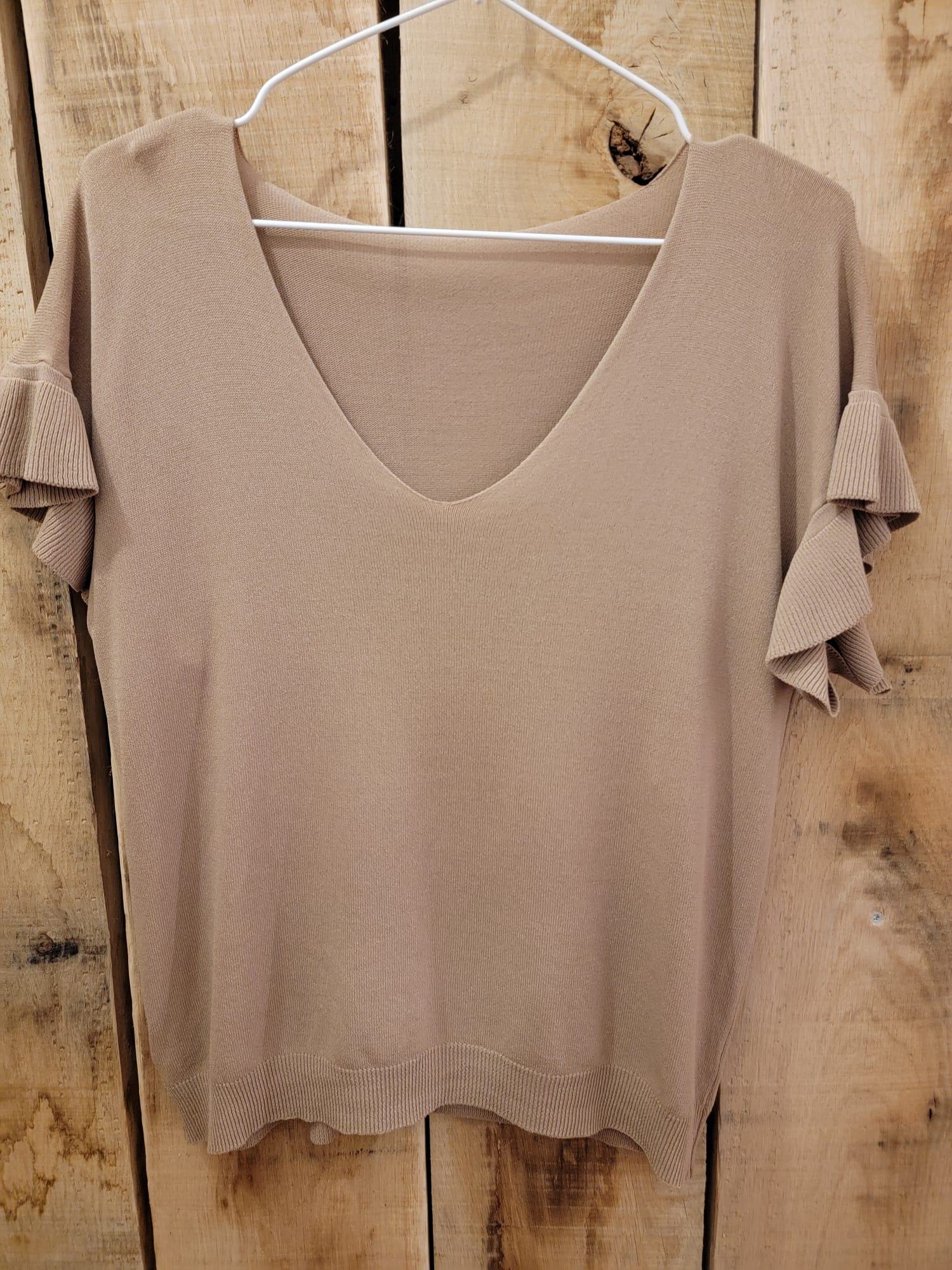 T-shirt beige à manches courtes