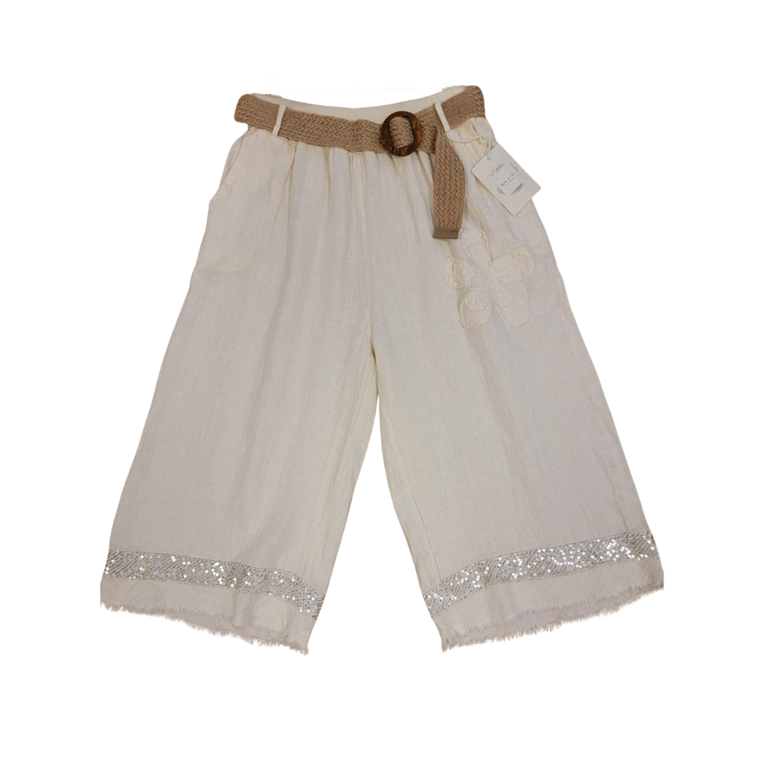 Pantalon large blanc en lin