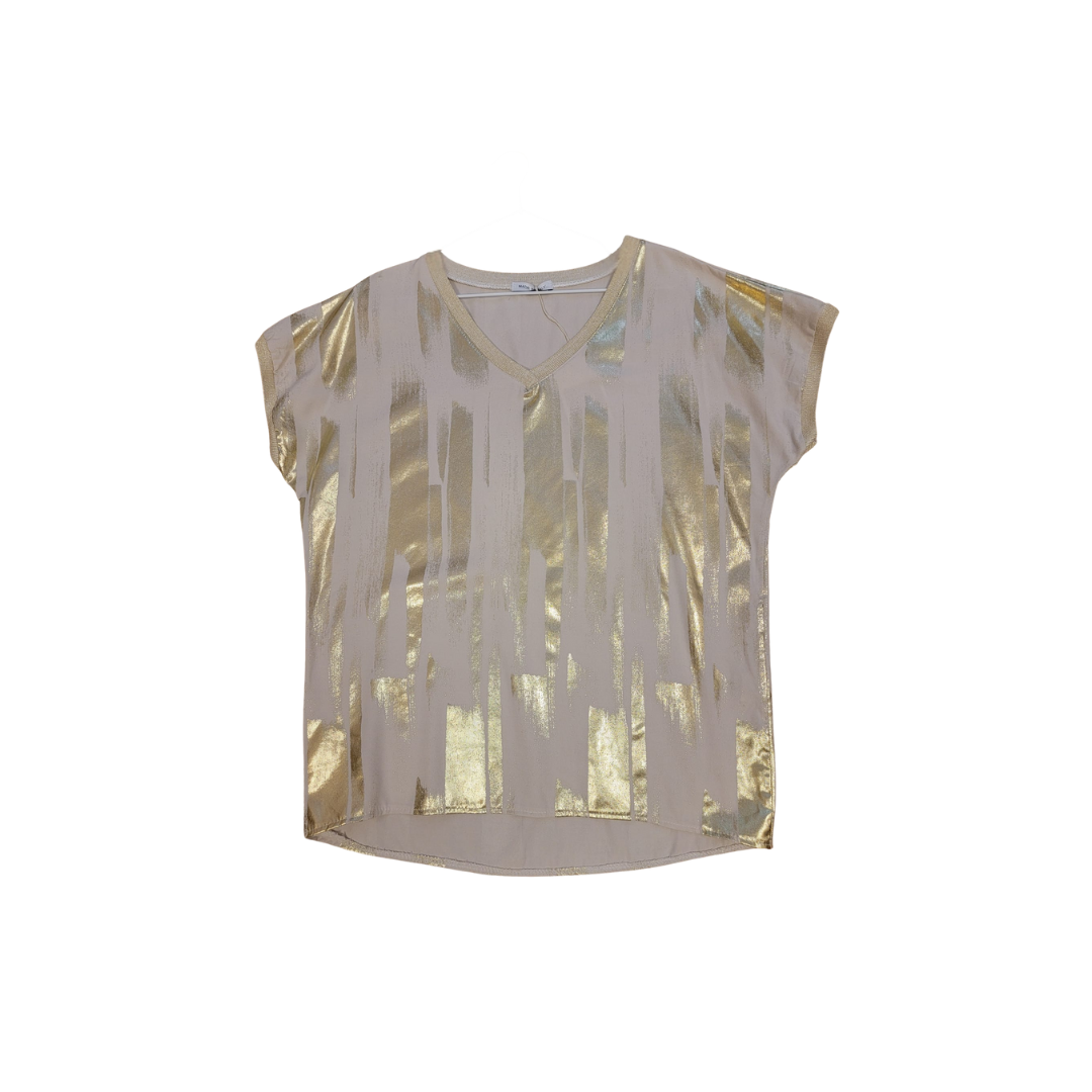 Tee shirt oversize dorée à motifs brillants
