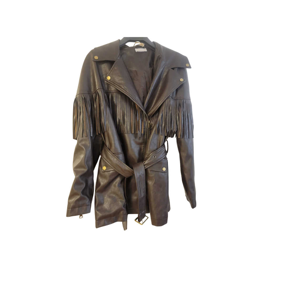 Veste en cuir à franges