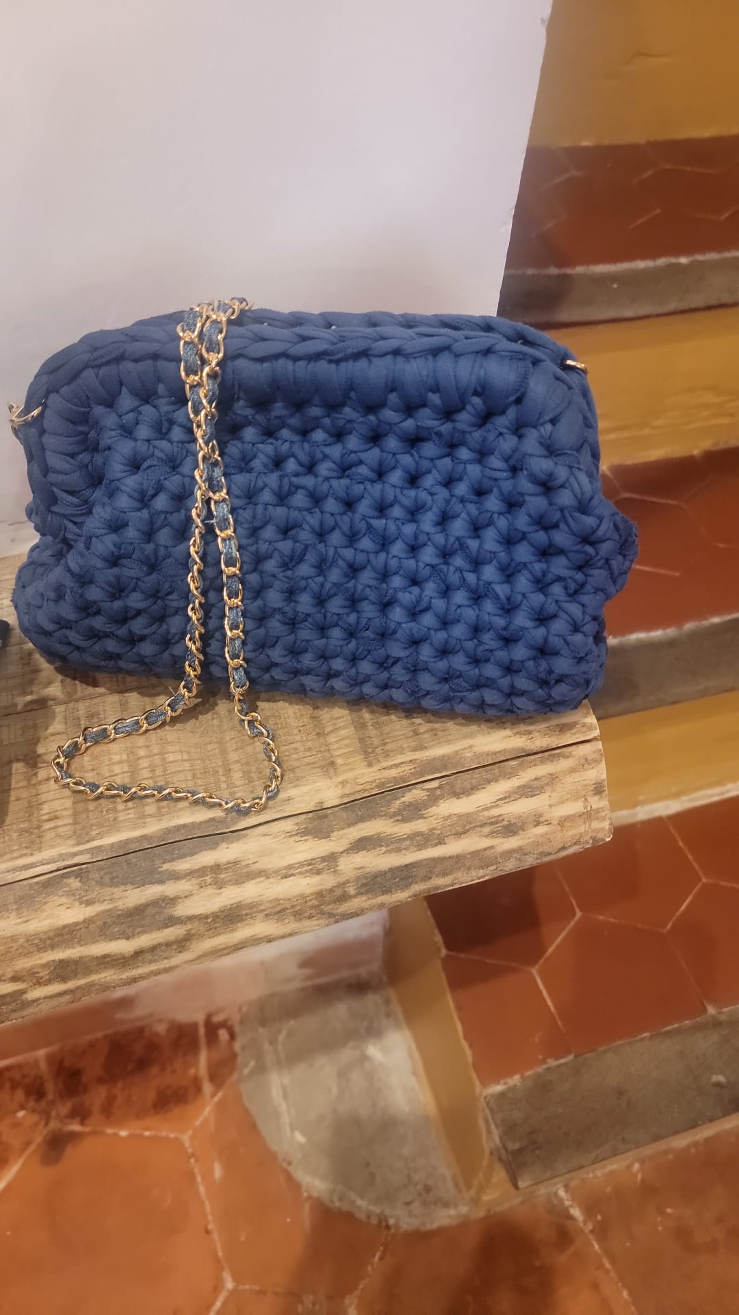 Sac à main crocheté bleu