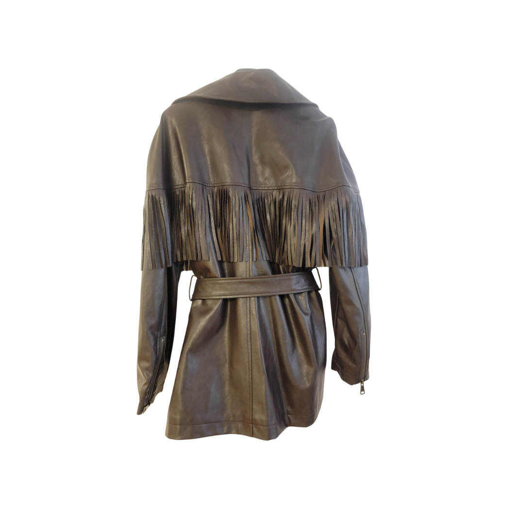 Veste en cuir à franges