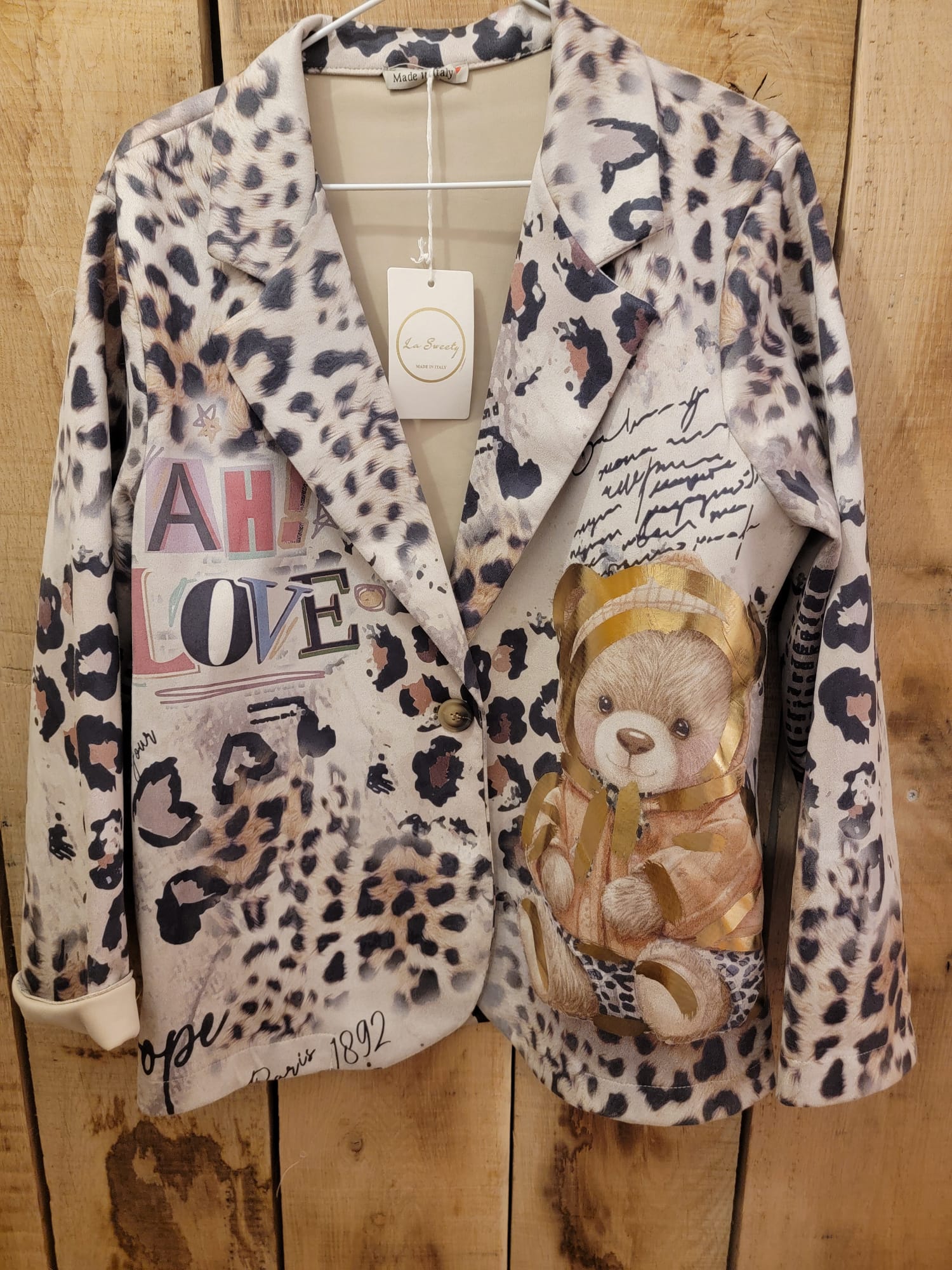 Veste imprimée léopard avec motif d'ours
