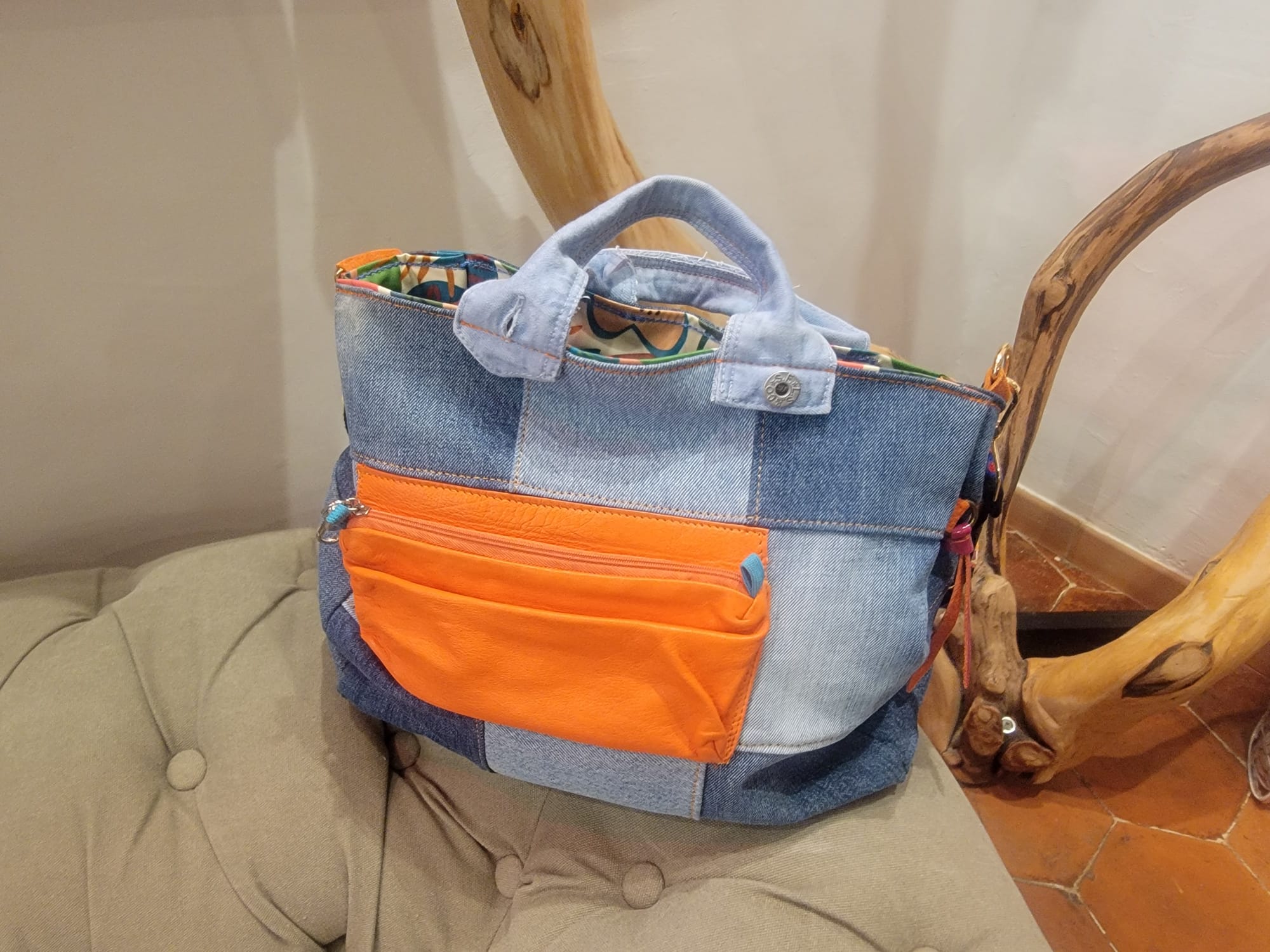 Sac à main en jean patchwork sac unique