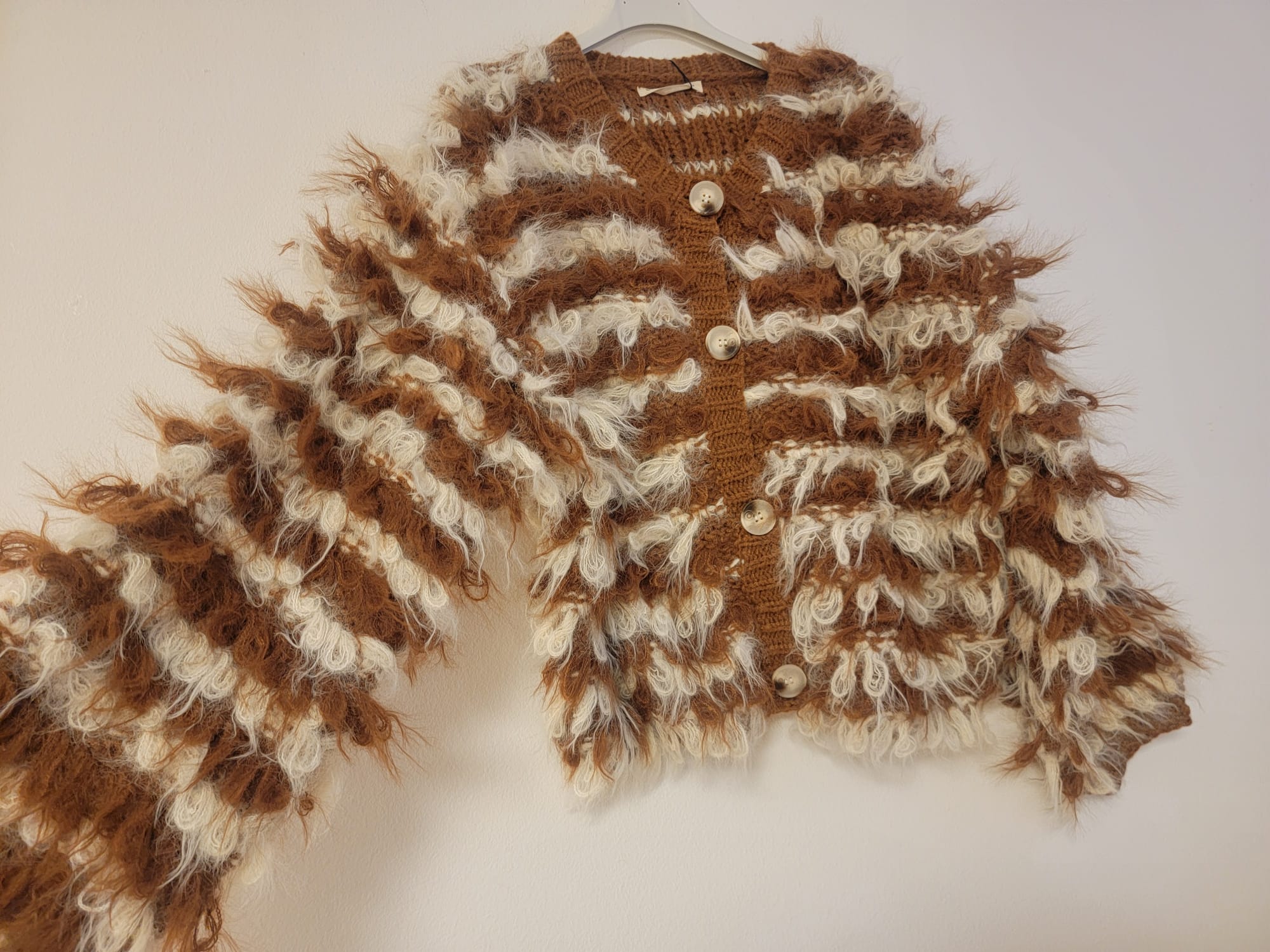 Gilet en laine marron et blanc