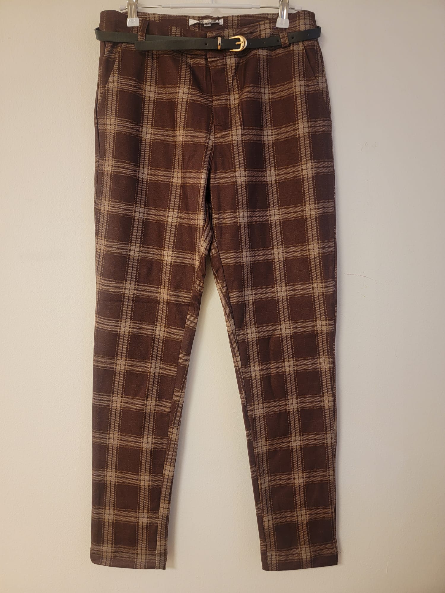 Pantalon à carreaux marron