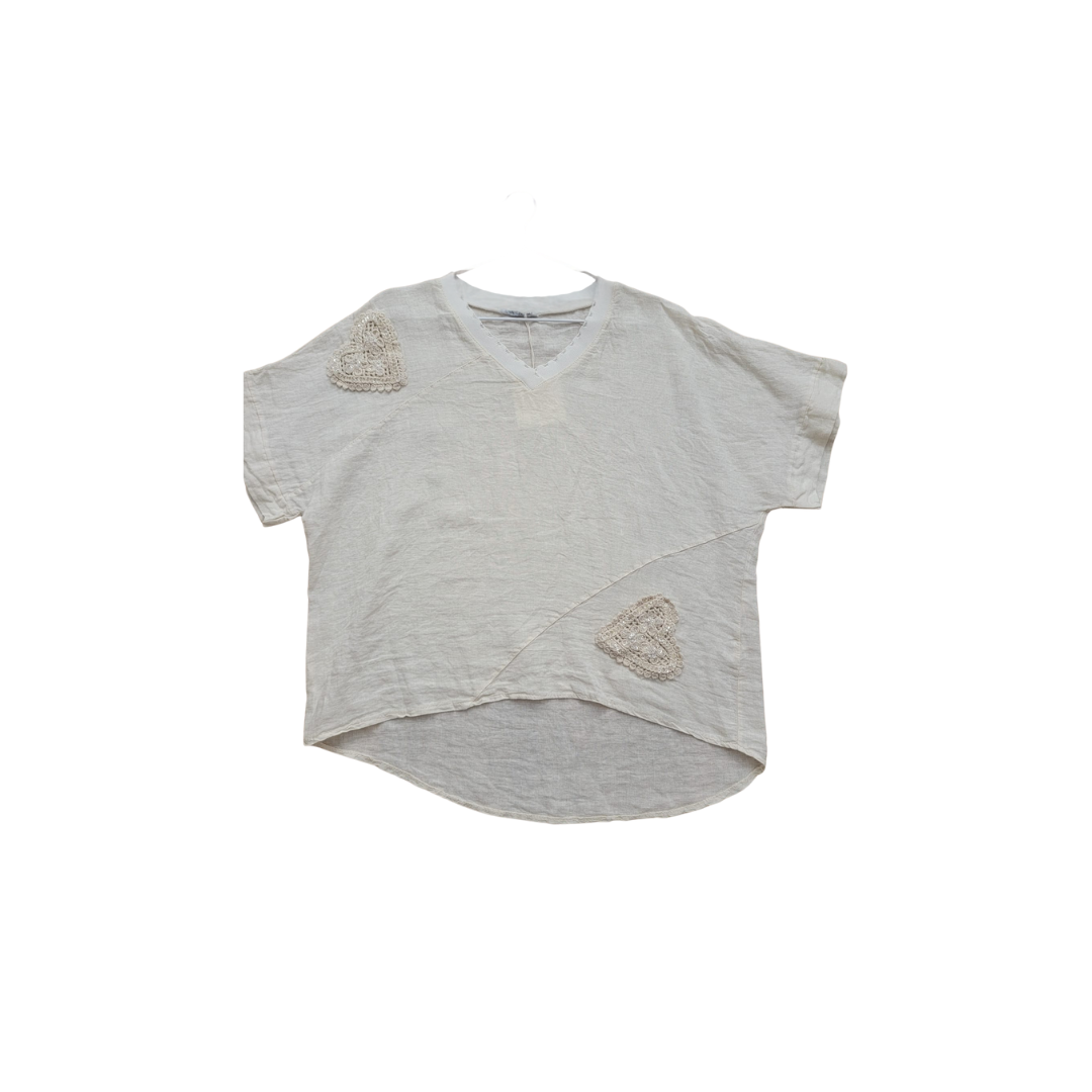 Tee shirt en lin avec motifs cœur