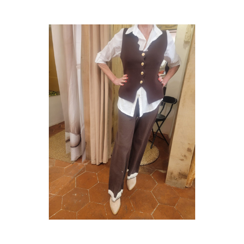 Ensemble élégante marron et blanc