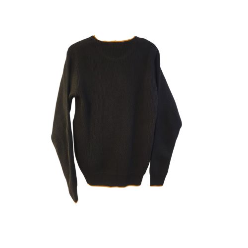 Pull noir avec bordures orange