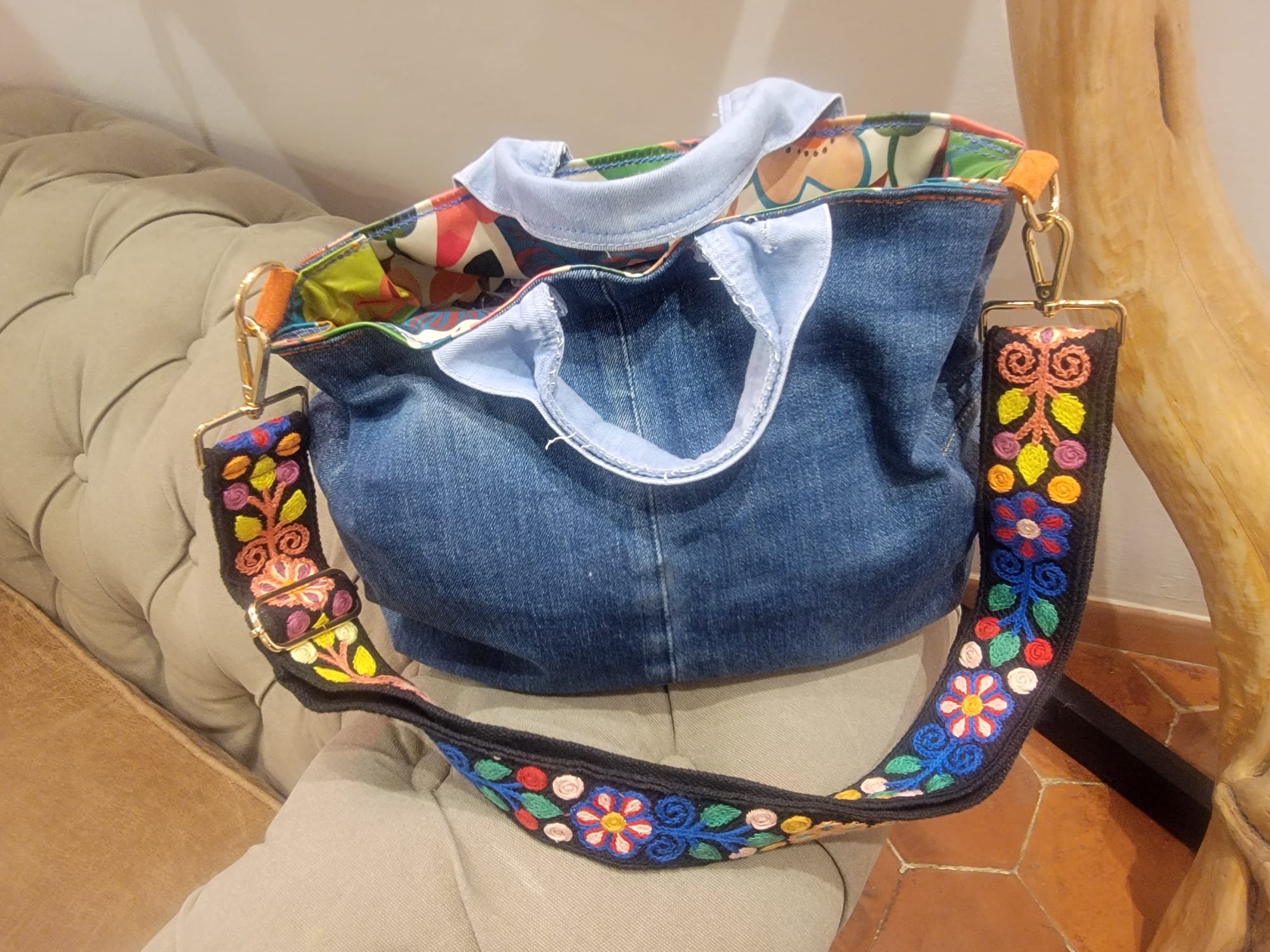 Sac à main en jean patchwork sac unique 