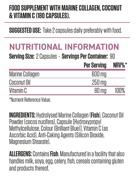 Applied Nutrition Collagen+ Coconut capsules (180 caps) - Unflavoured